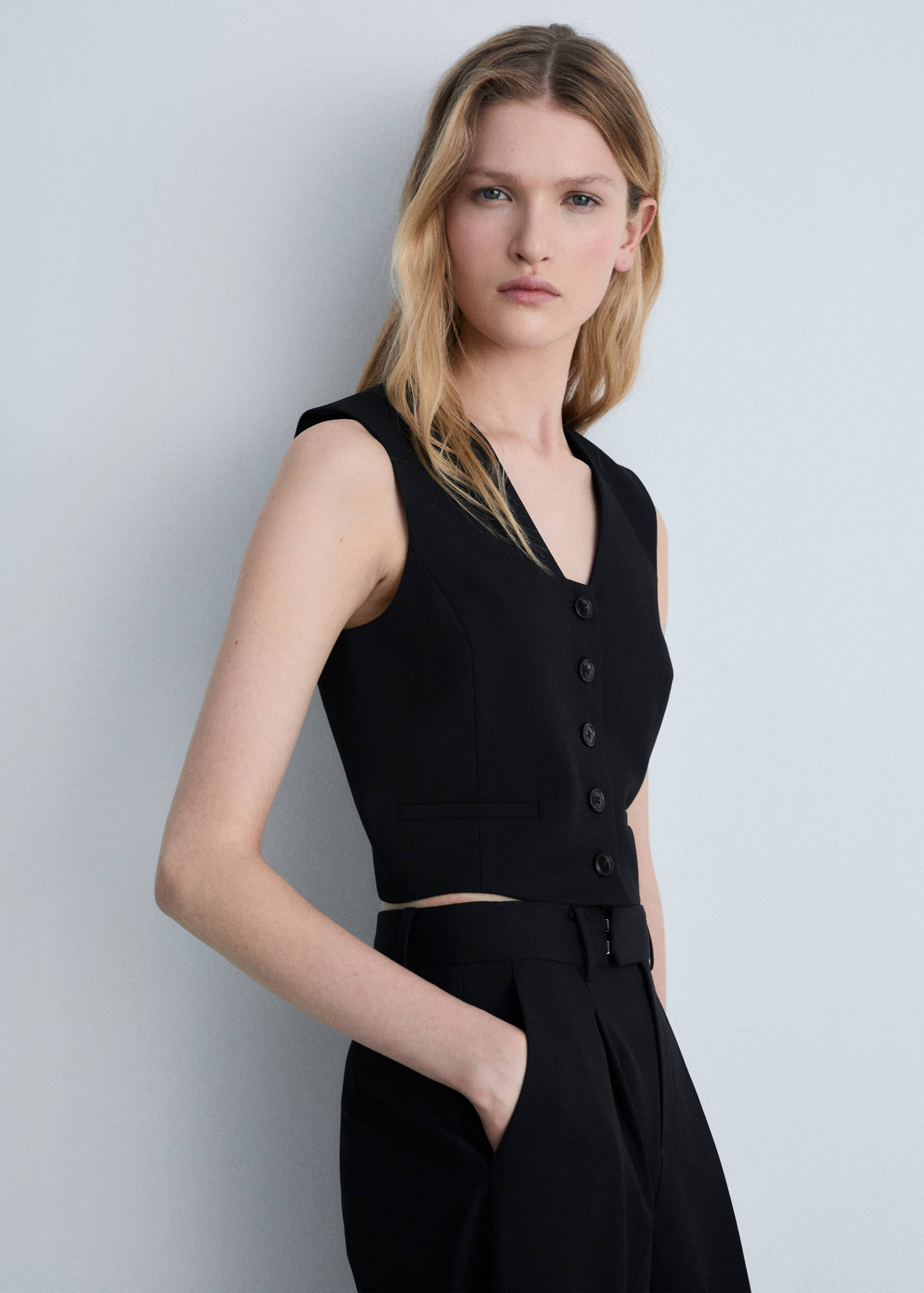 Cropped suit waistcoat - Medium plane
