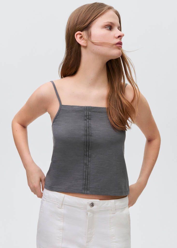 Pleat detailed top — Charcoal