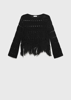 Fringed detail openwork sweater — Black 3