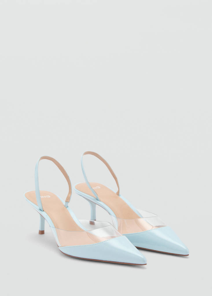 Heeled shoes with vinyl panel — Blue