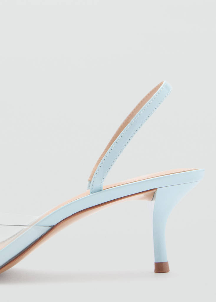 Heeled shoes with vinyl panel — Blue