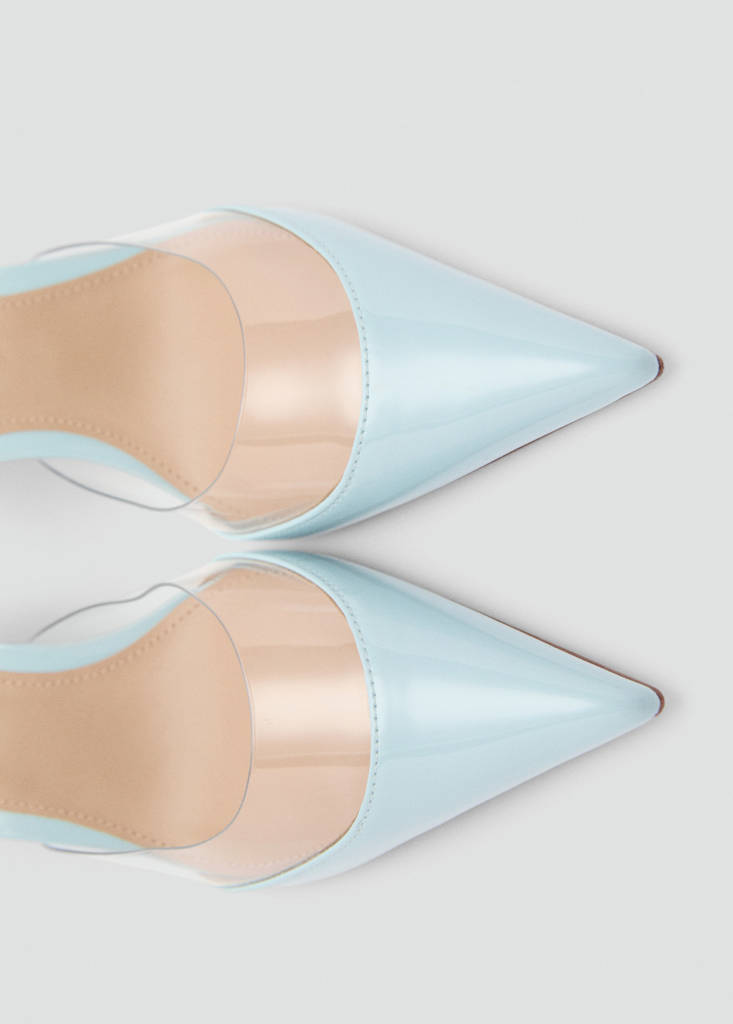 Heeled shoes with vinyl panel — Blue
