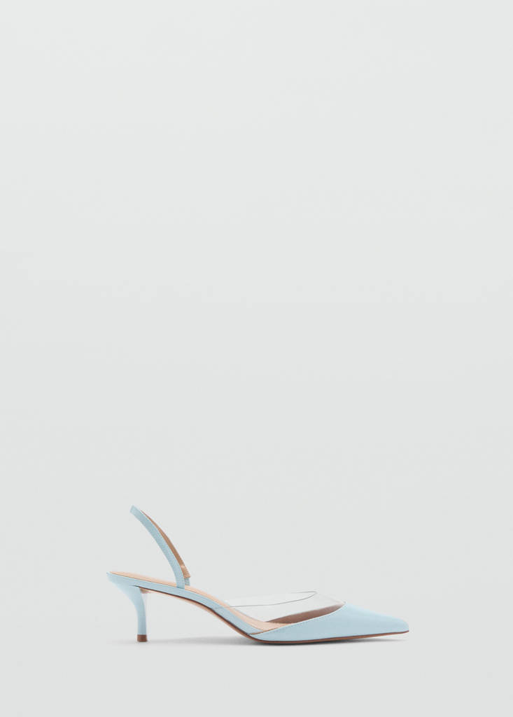 Heeled shoes with vinyl panel — Blue