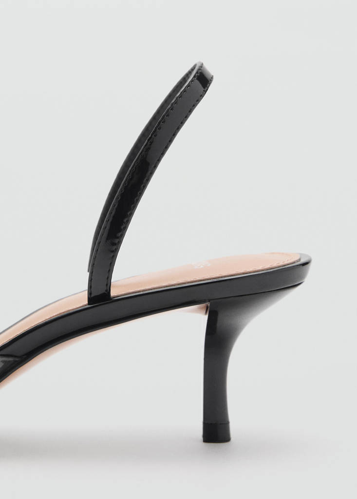 Heeled shoes with vinyl panel — Black