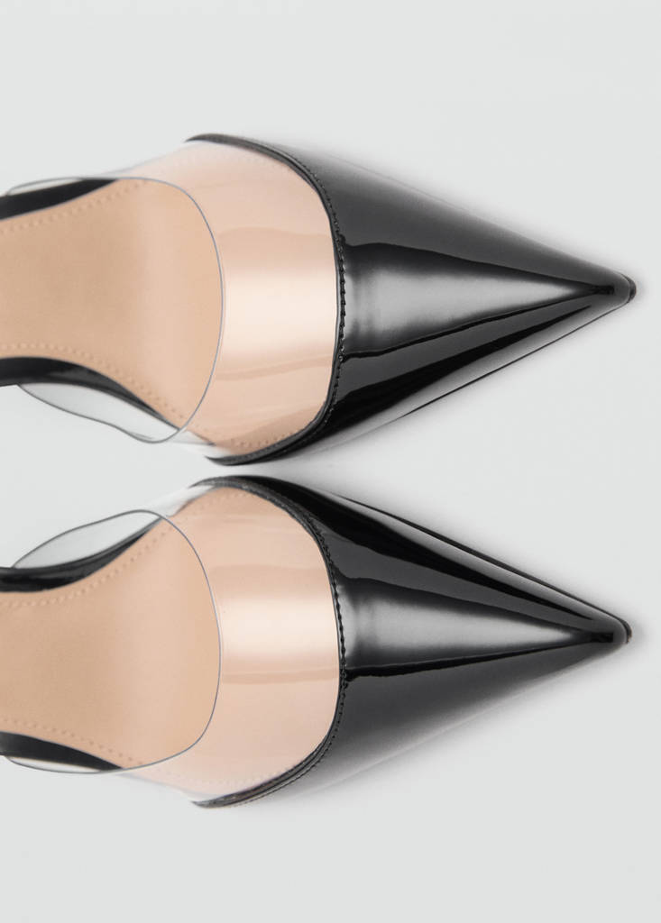 Heeled shoes with vinyl panel — Black