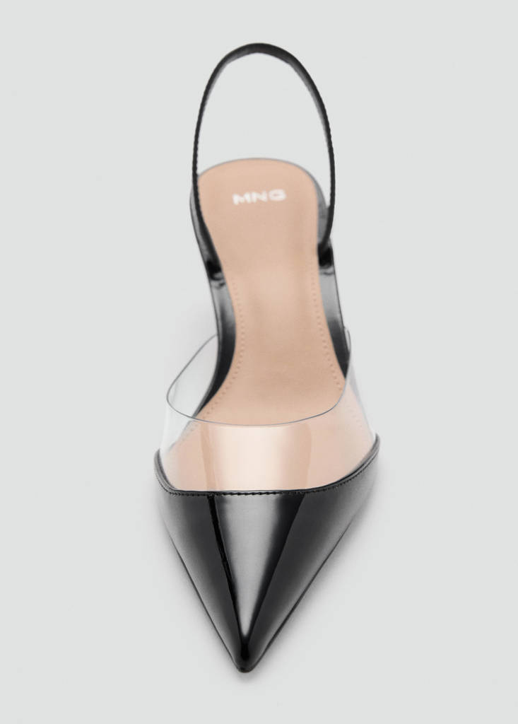 Heeled shoes with vinyl panel — Black