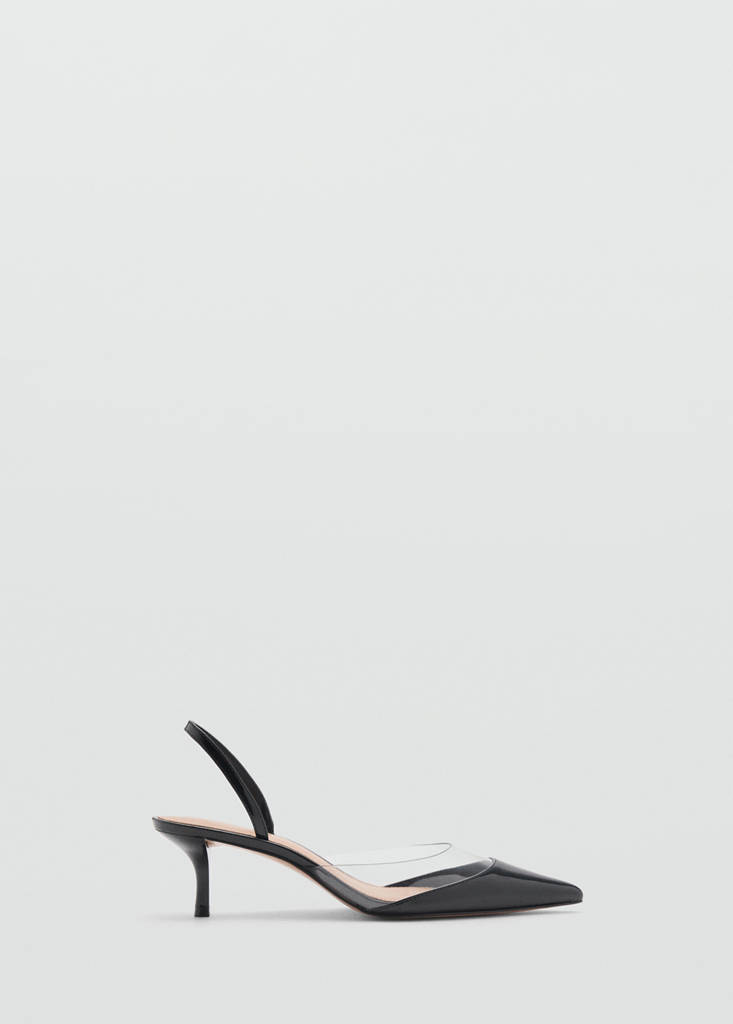 Heeled shoes with vinyl panel — Black