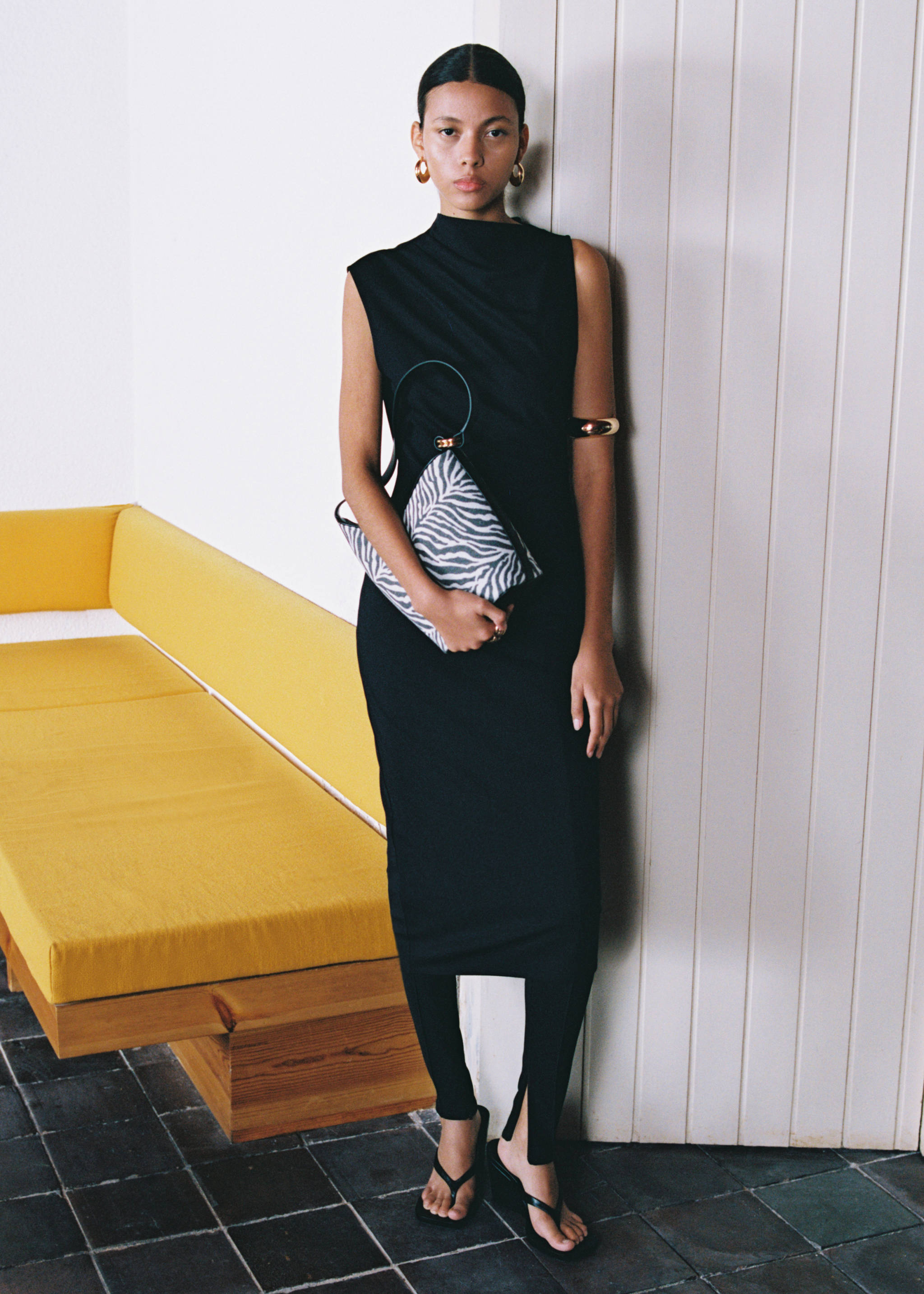 Large zebra-print bucket bag - General plane