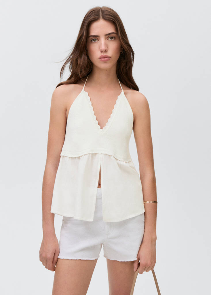 Slit knit top — Off White