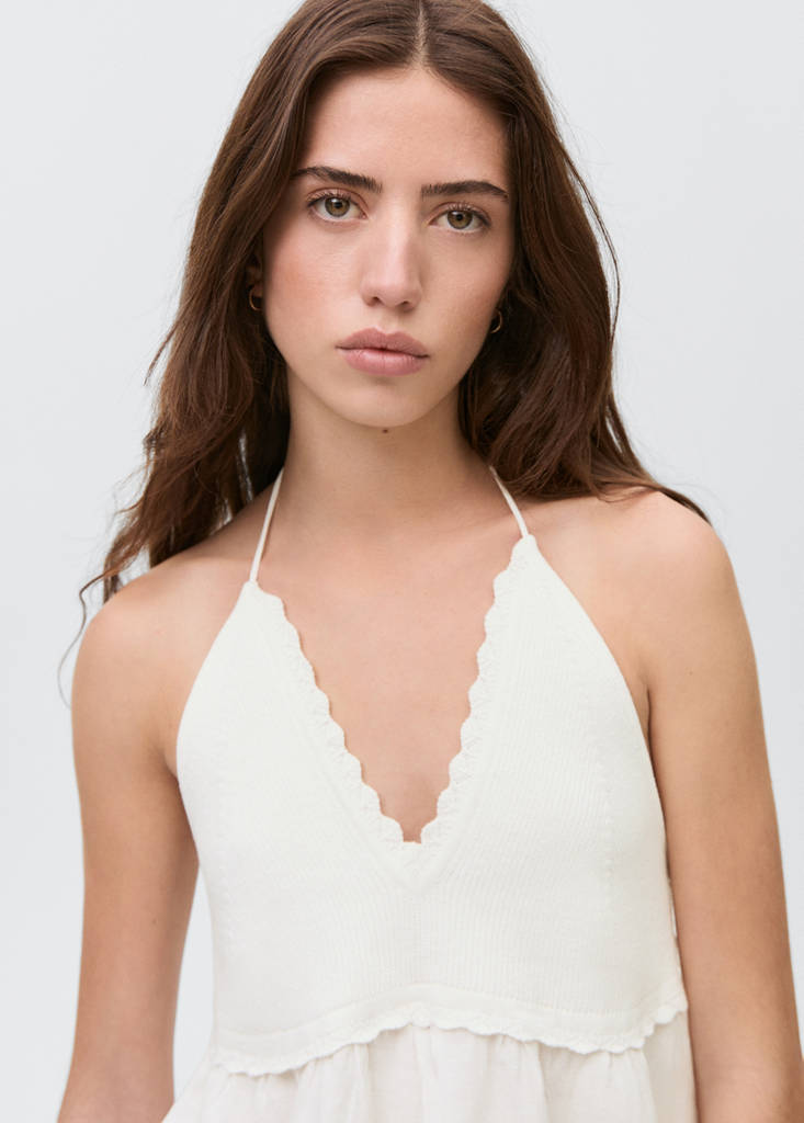 Slit knit top — Off White