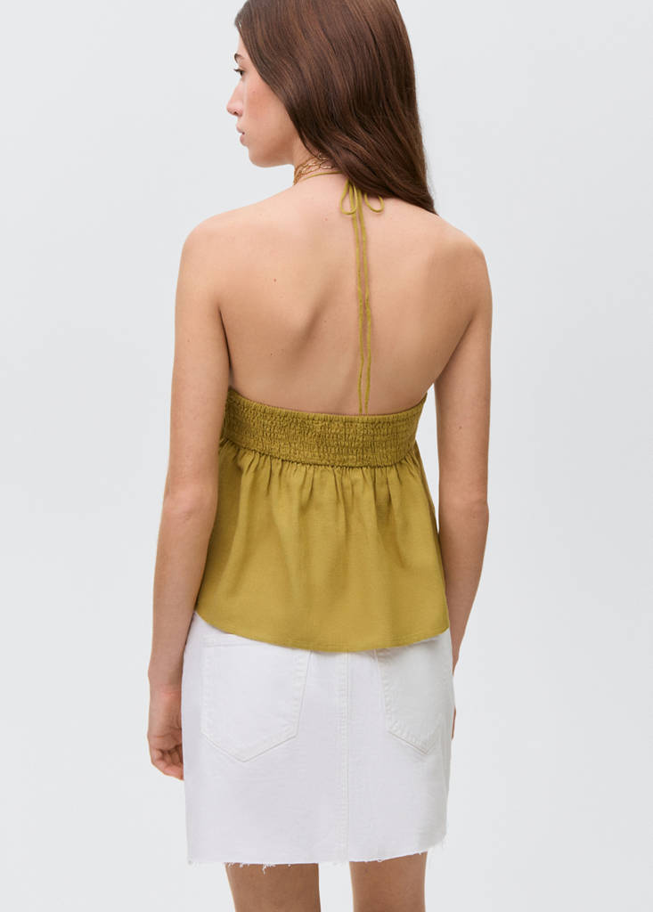 Slit knit top — Olive Green