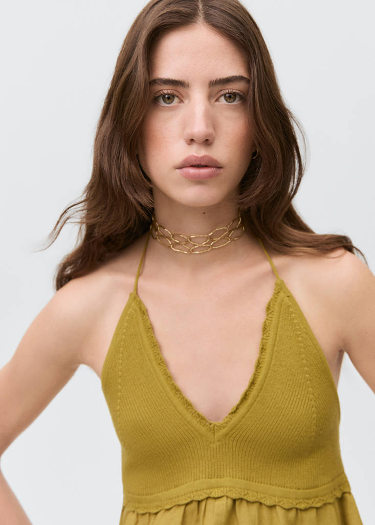 Slit knit top — Olive Green