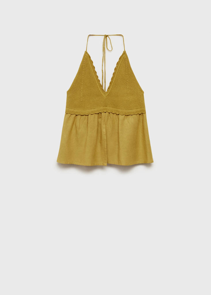 Slit knit top — Olive Green