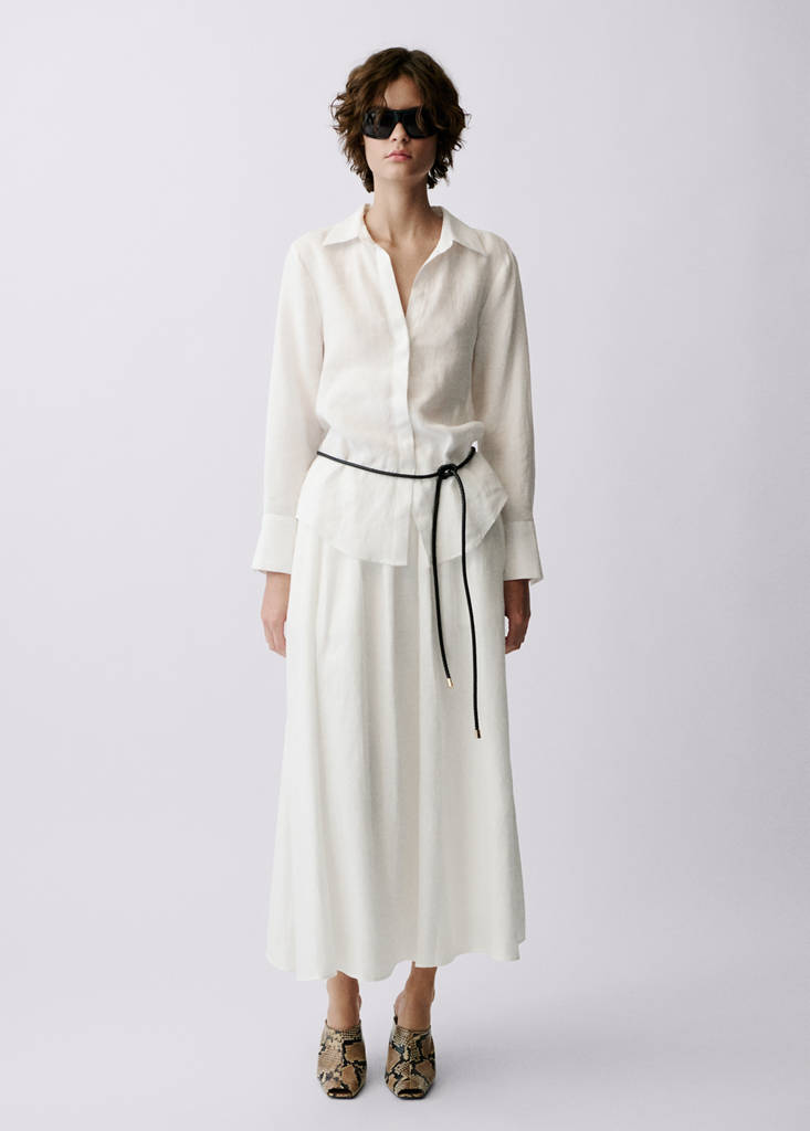 MANGO - Chemise lin blanc - 2XL