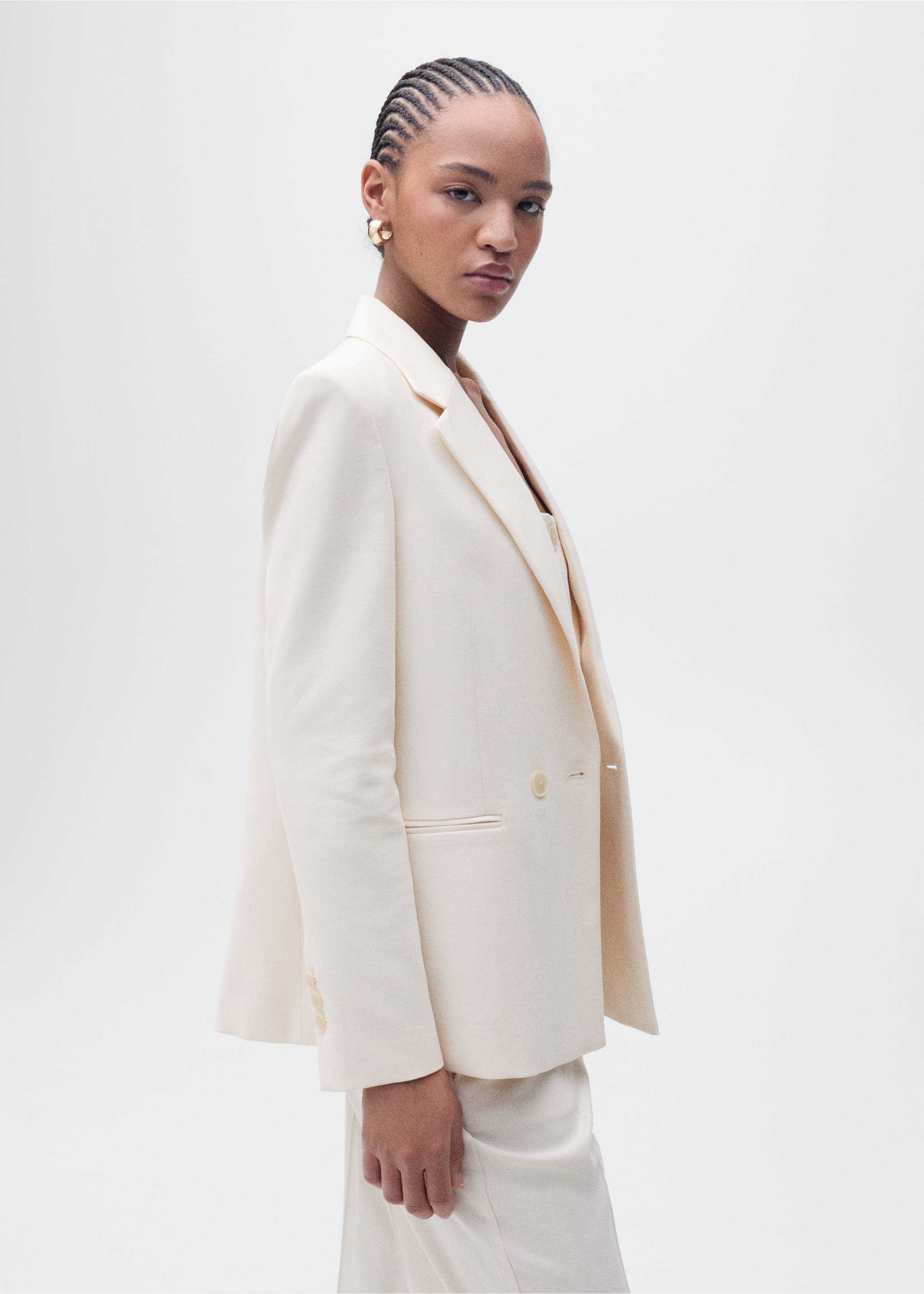 Blazer costume droit - Plan moyen, Écru. Ref: 87095735-00.