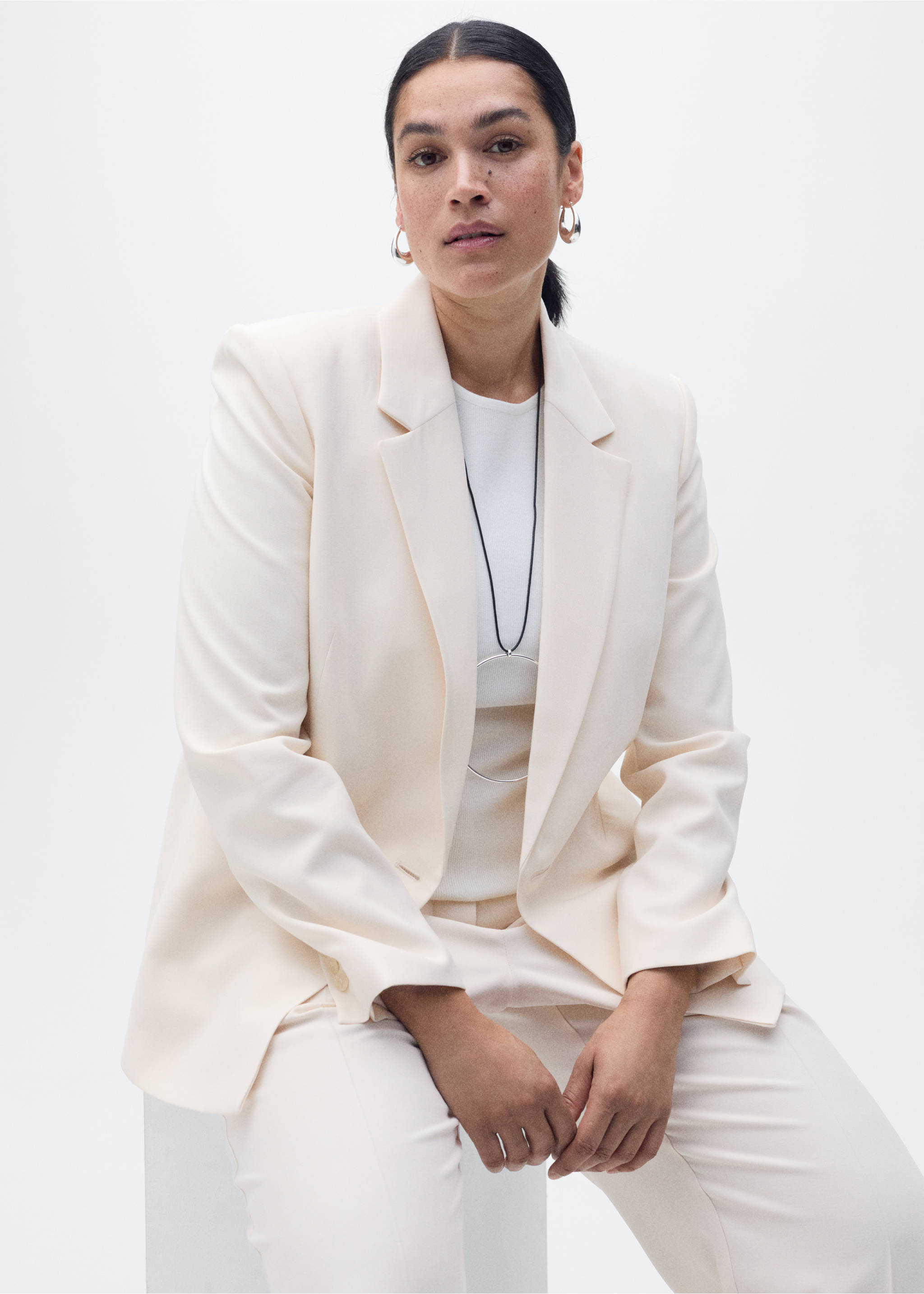 Blazer costume droit - Détail de l'article 5, Écru. Ref: 87095735-00.