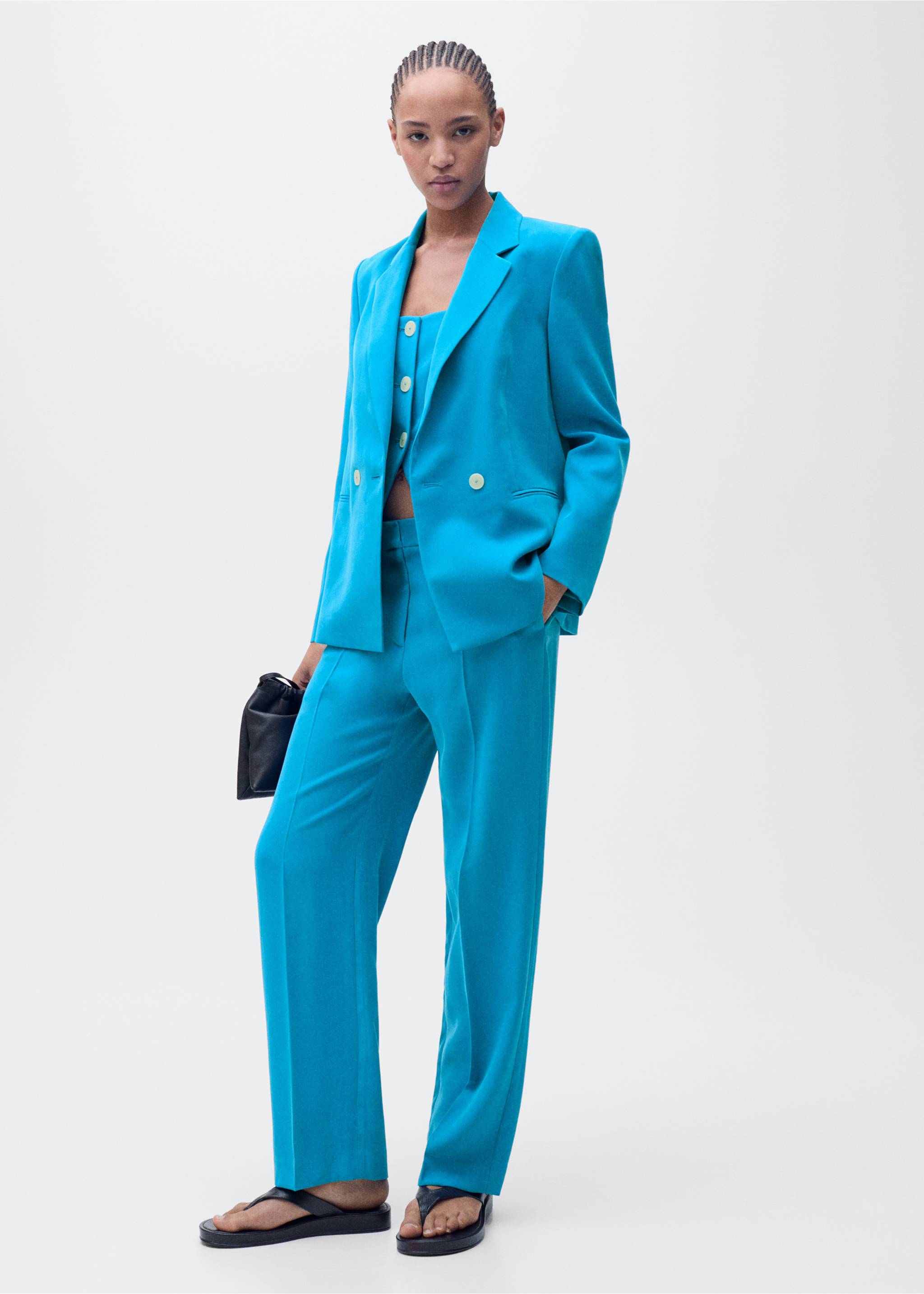 Blazer costume droit - Plan général, Bleu. Ref: 87095735-00.