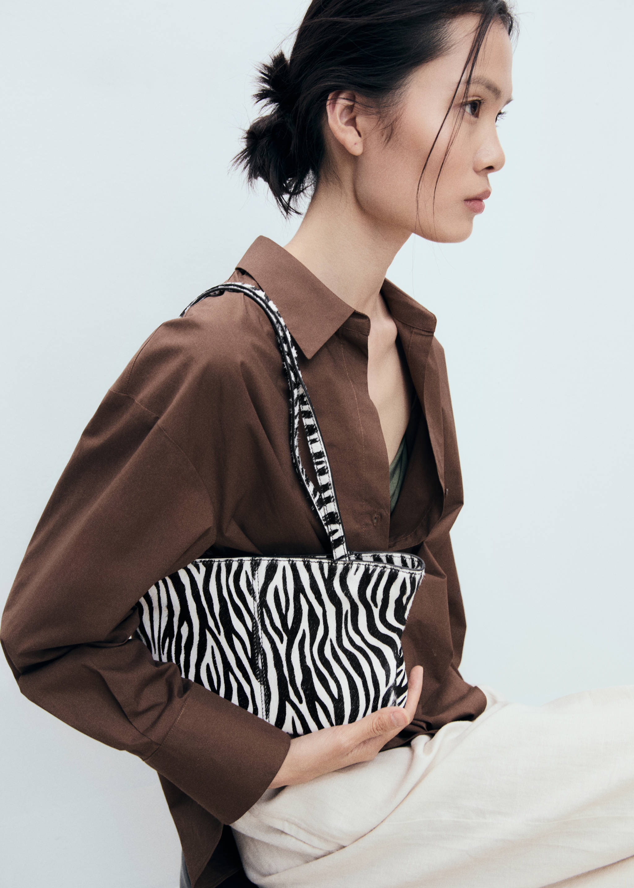 Zebra-print leather bag - General plane