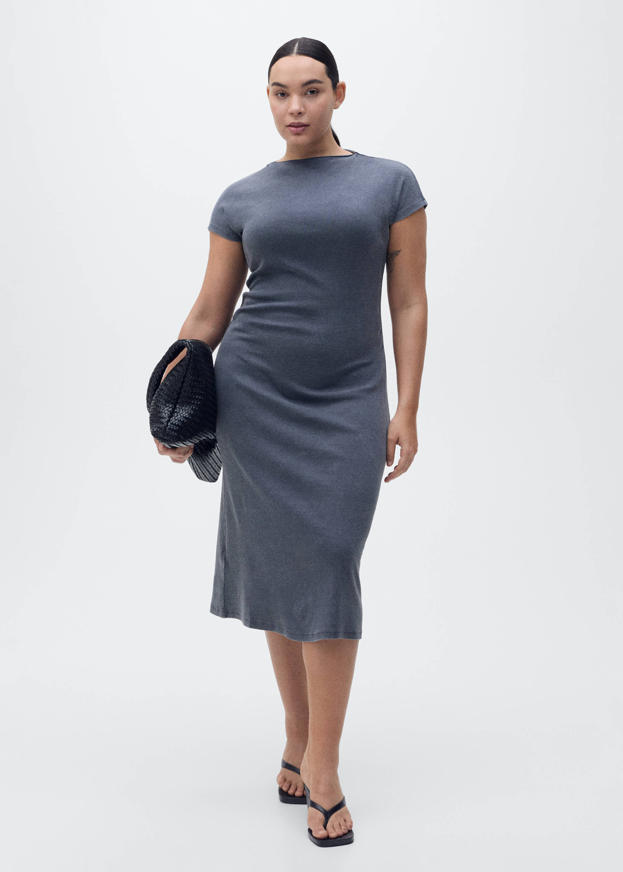 Vestido midi com pormenor drapeado - Pormenor do artigo 3