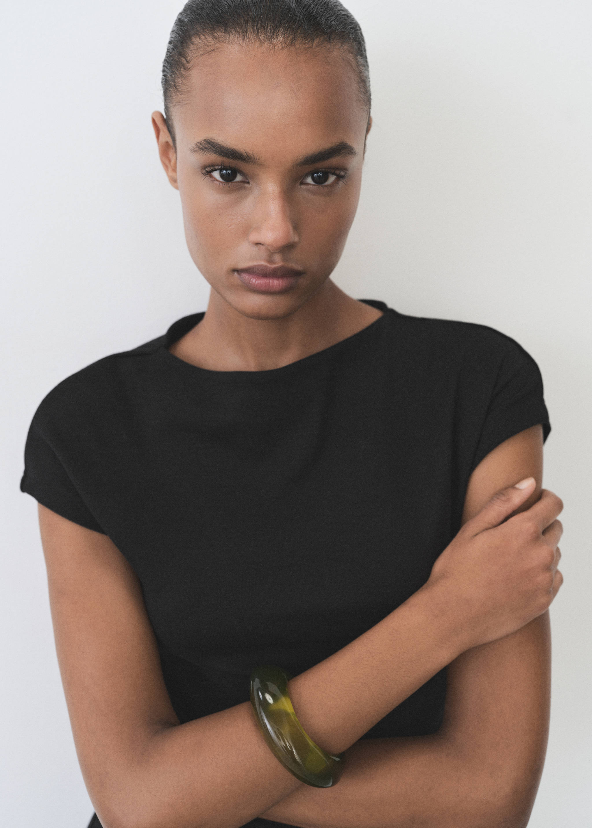 Vestido midi com pormenor drapeado - Pormenor do artigo 1