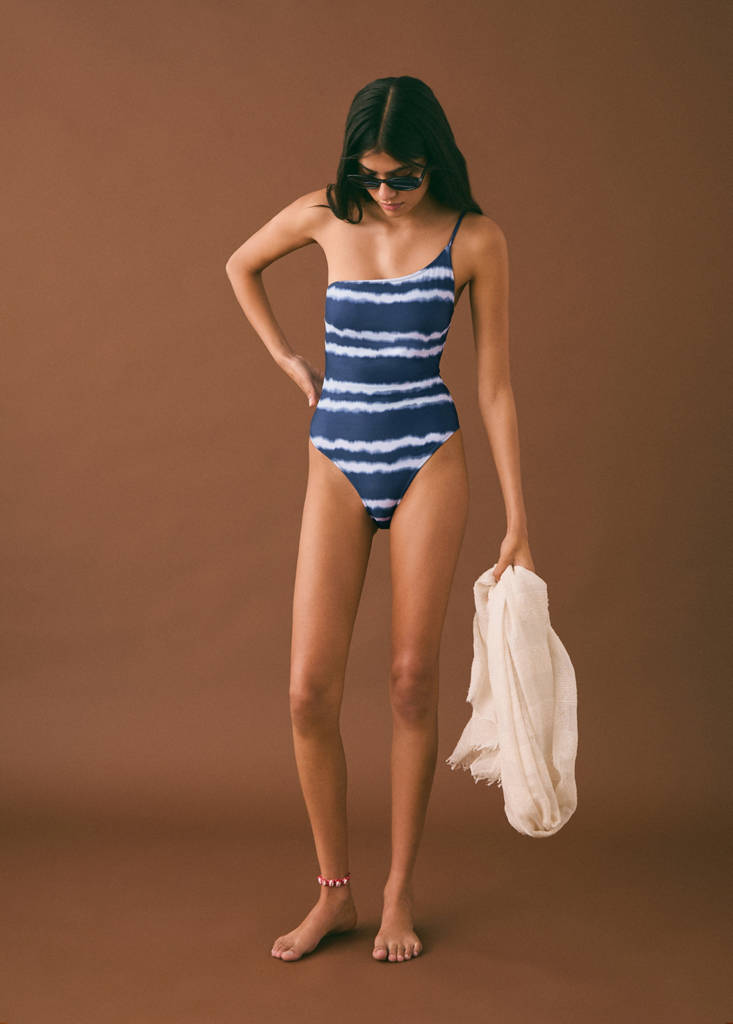MANGO TEEN - Maillot de bain asymétrique tie-dye bleu marine foncé - XS - Fille Teen