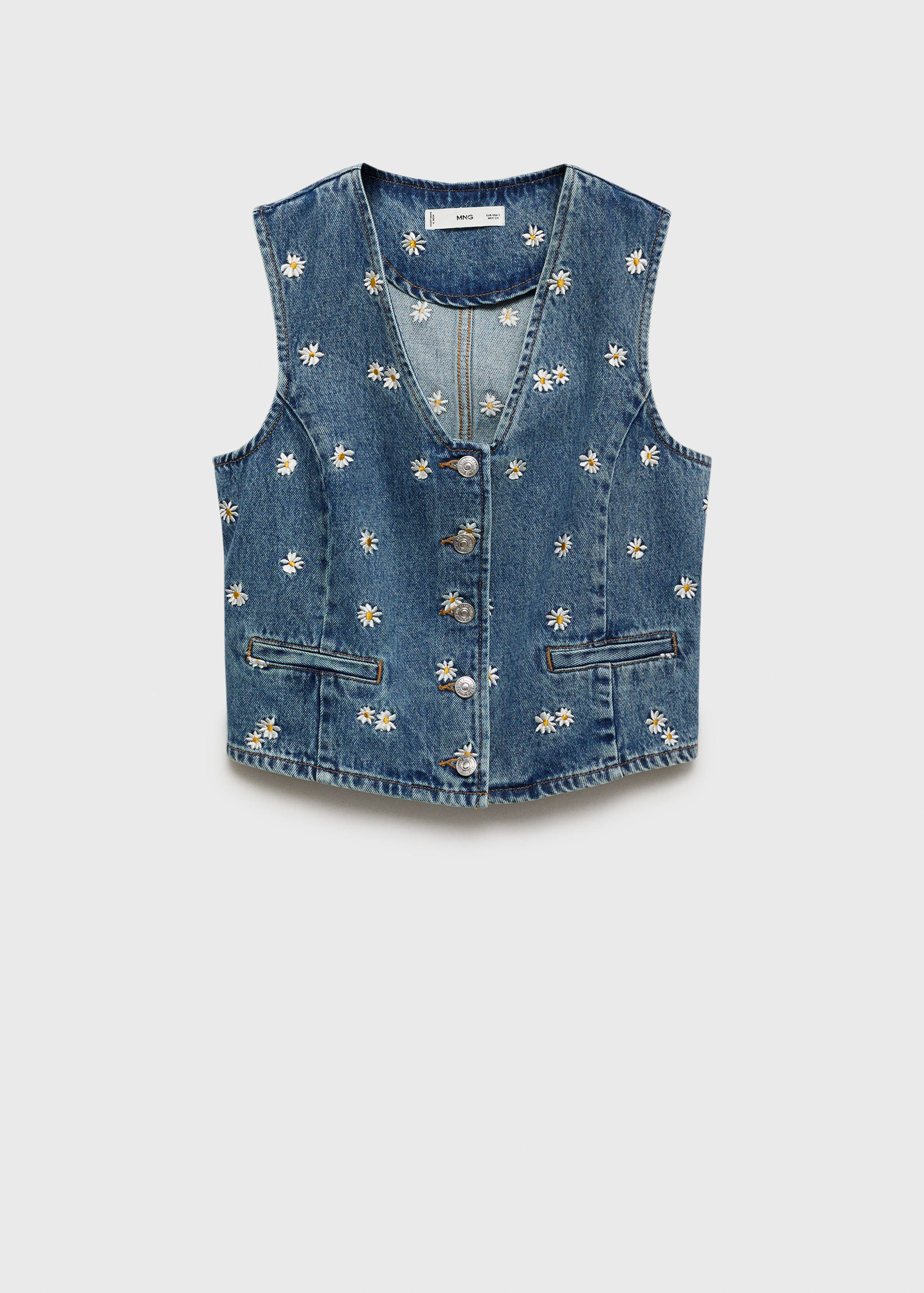 Flower-embroidered cropped waistcoat - Article without model