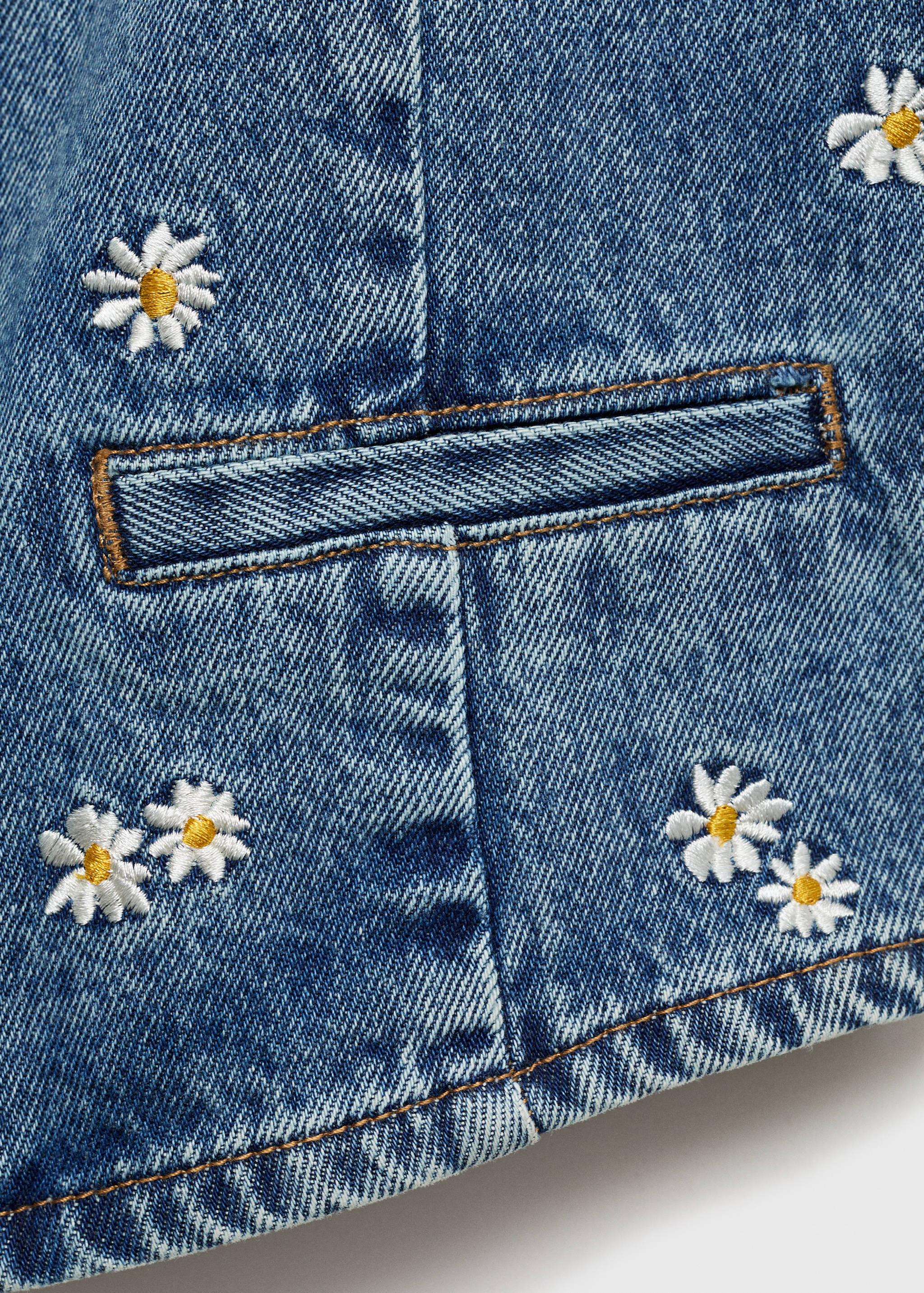 Flower-embroidered cropped waistcoat - Details of the article 0