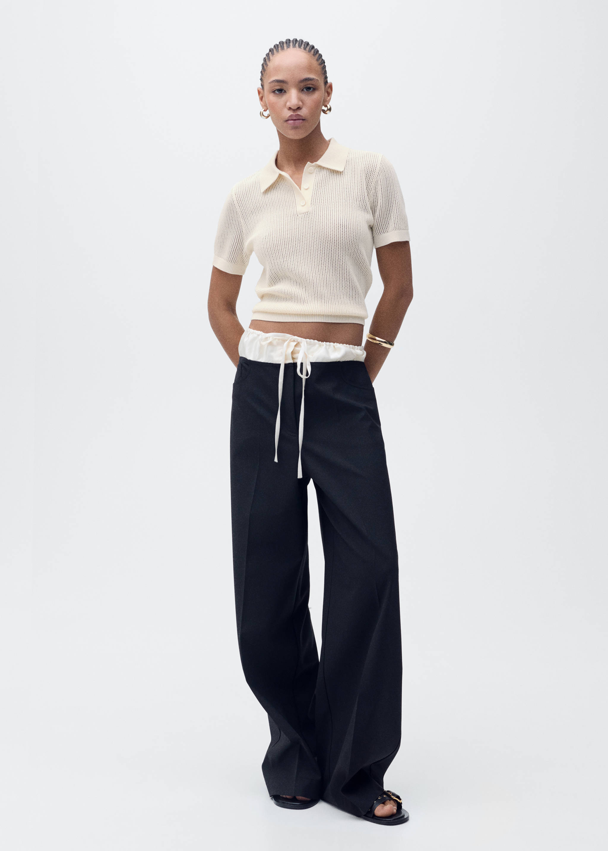 Jersey punto calado cuello polo - Plano general