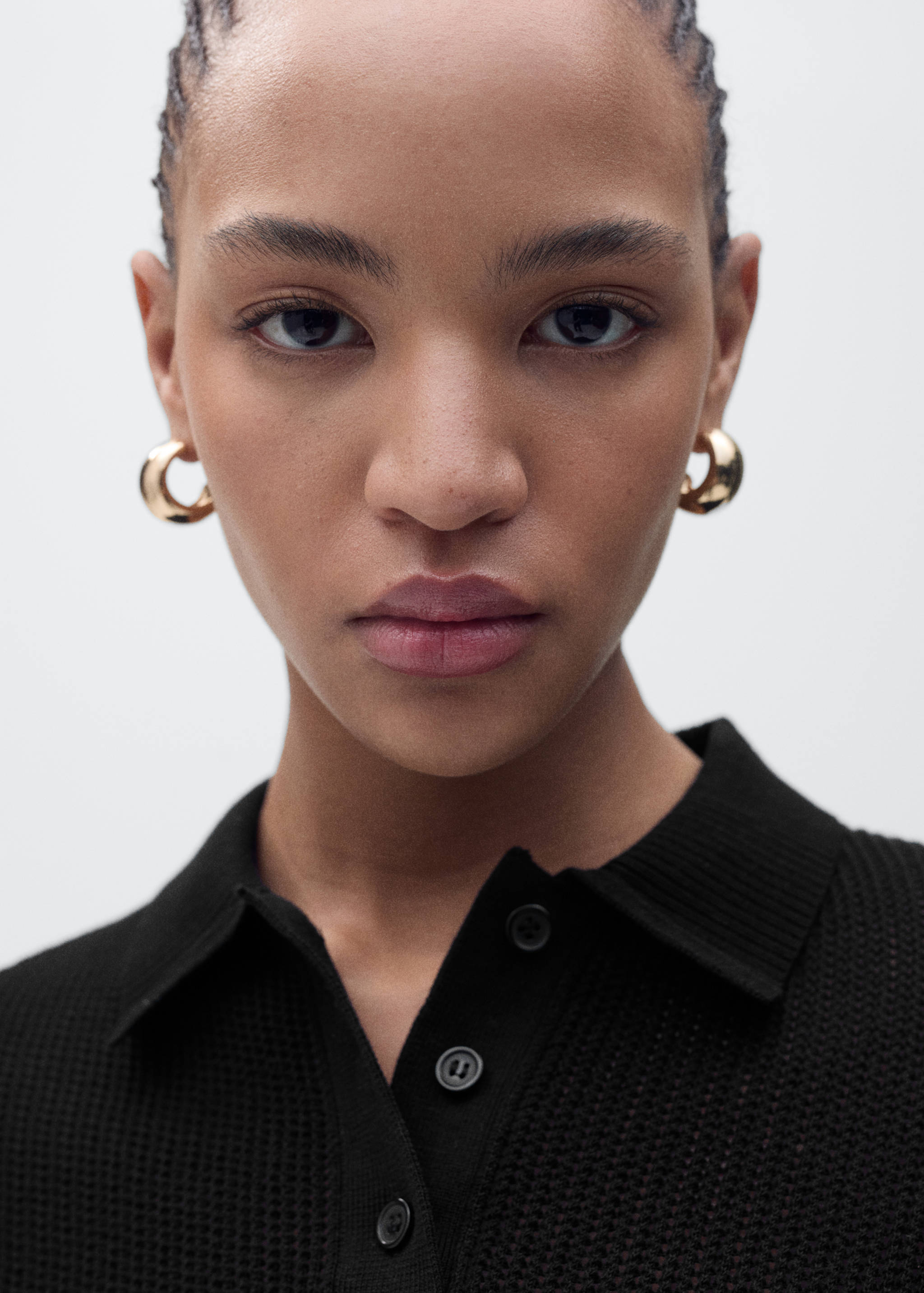 Openwork knitted polo-neck sweater - Details of the article 1