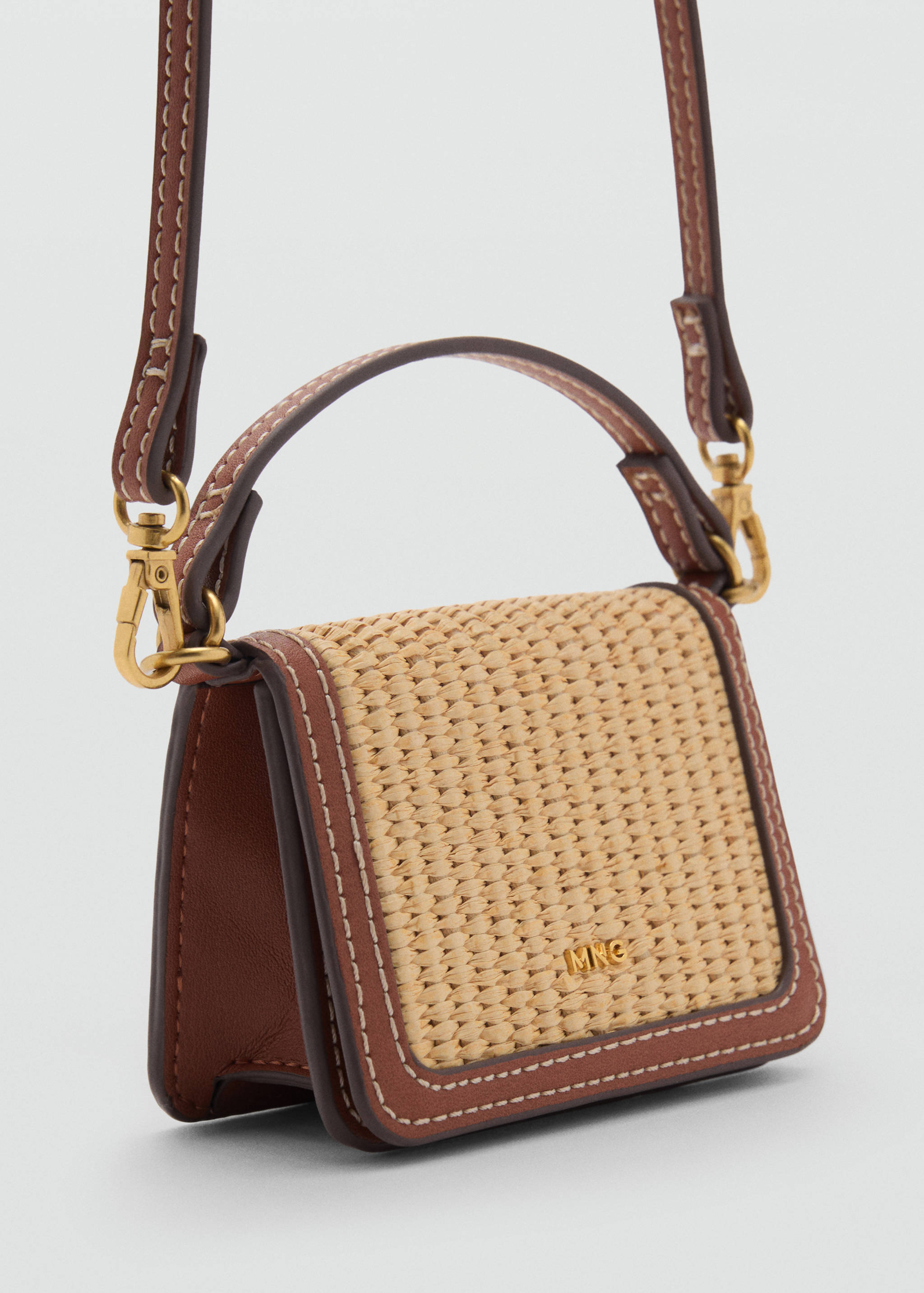 Raffia-effect crossbody purse - Medium plane