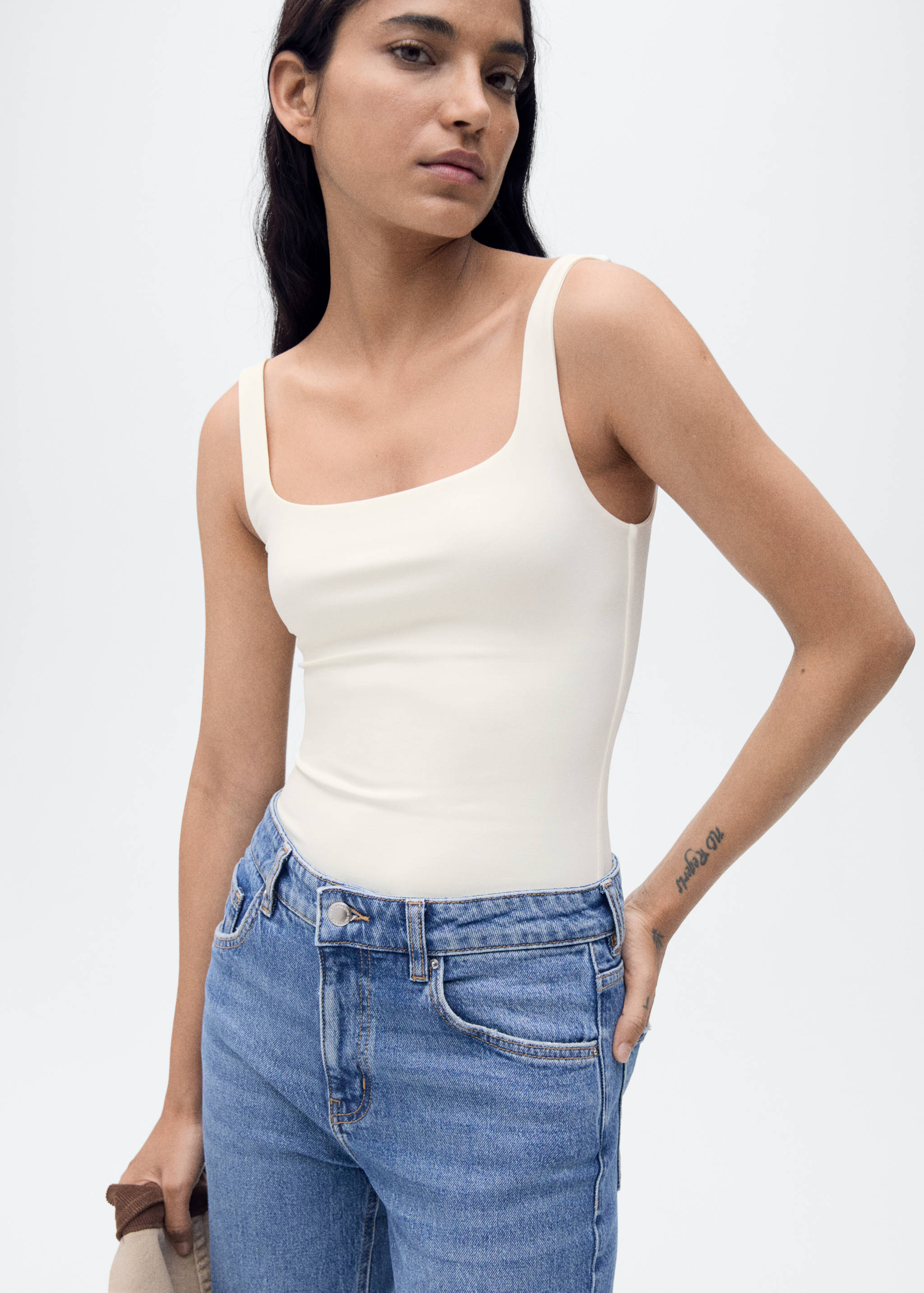 Sleeveless fitted bodysuit - Medium plane