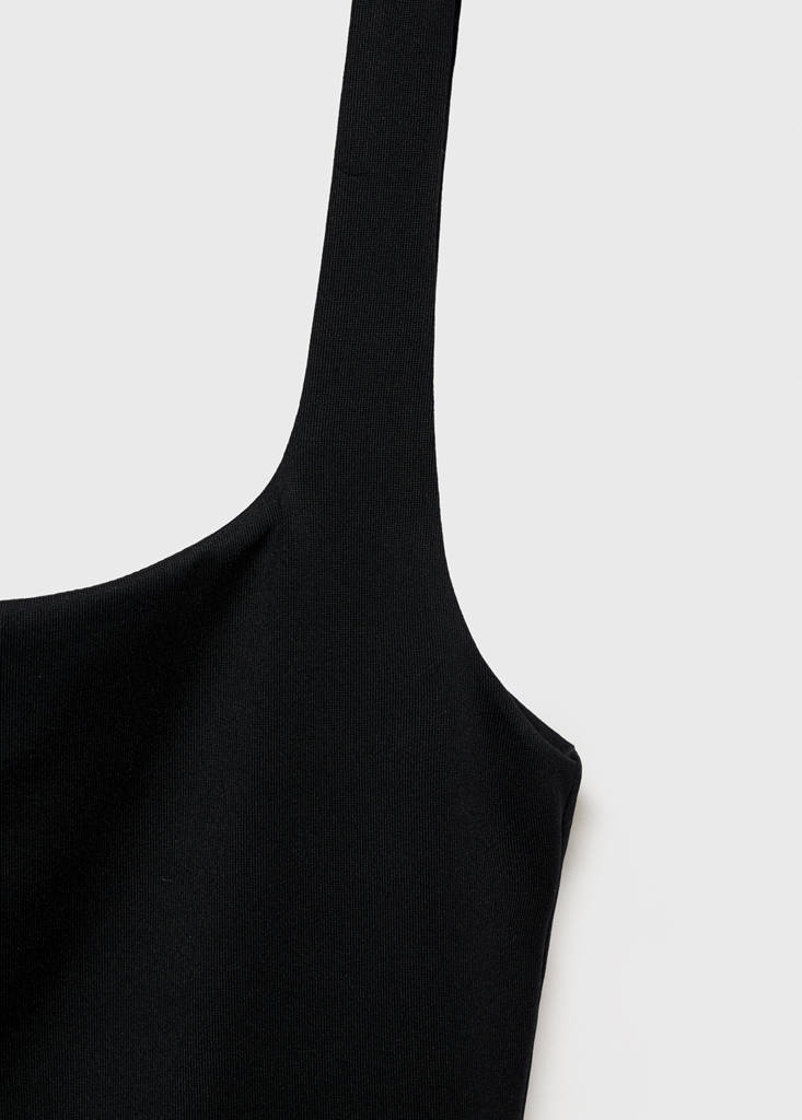 Sleeveless fitted bodysuit — Black