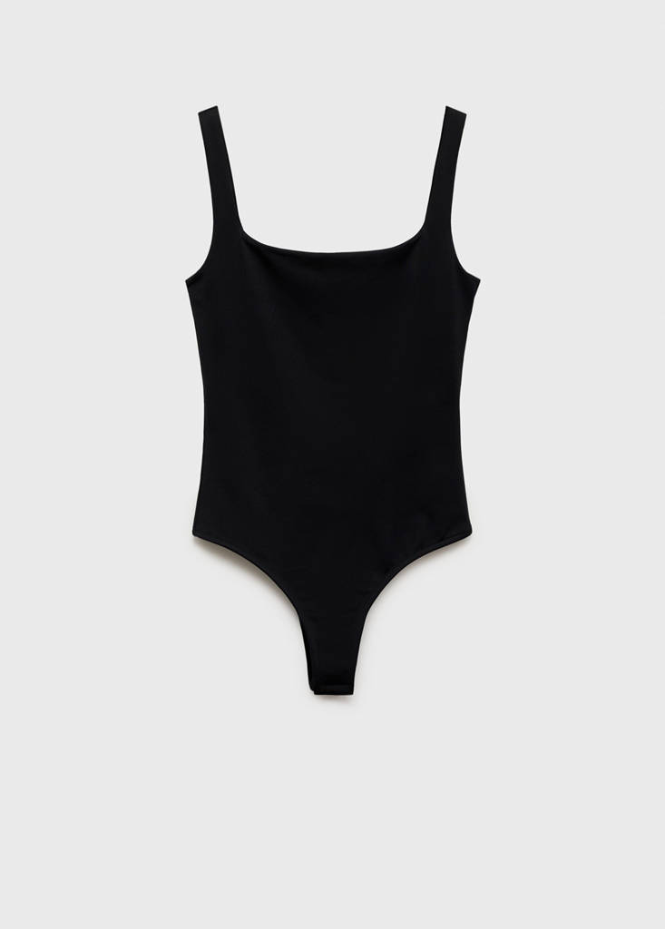 Sleeveless fitted bodysuit — Black
