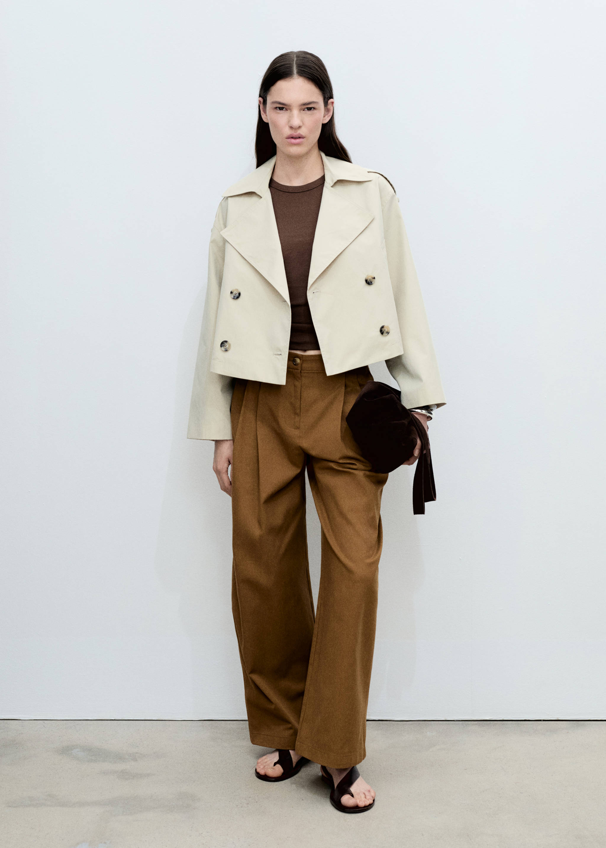 Wide leg trousers in cotton and lyocell blend - General plane