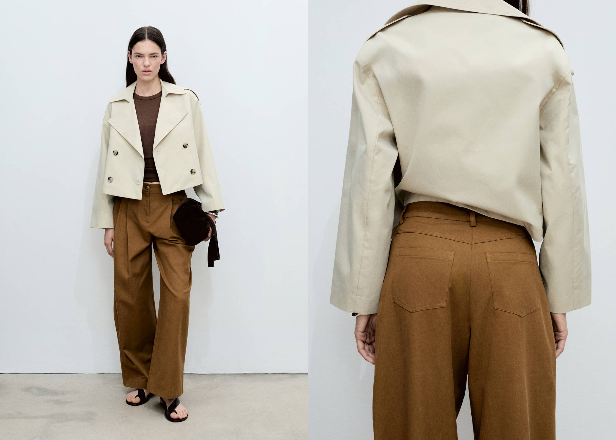 Wide leg trousers in cotton and lyocell blend - Panoramic plane