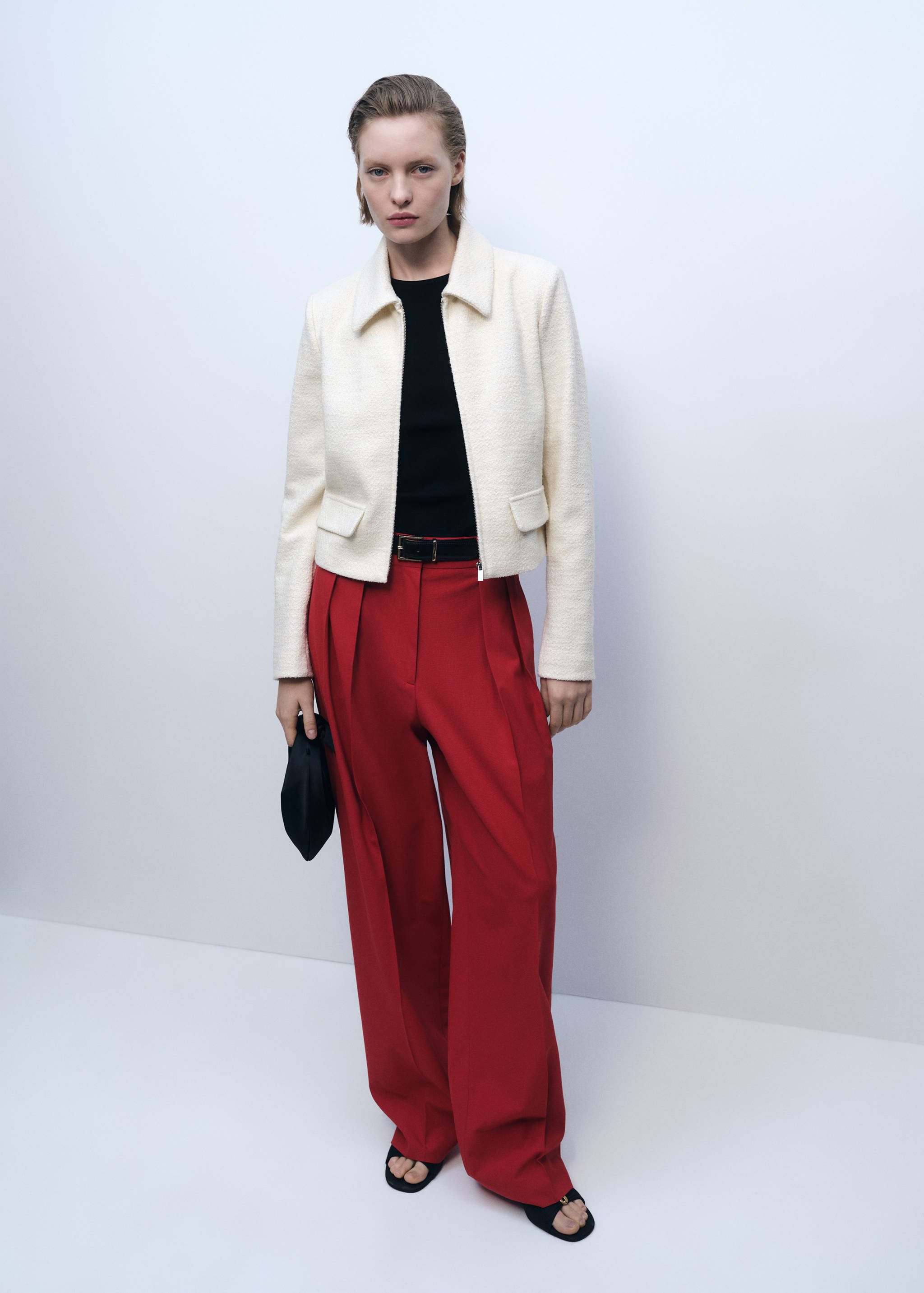 Cotton-blend jacket with lapel - General plane