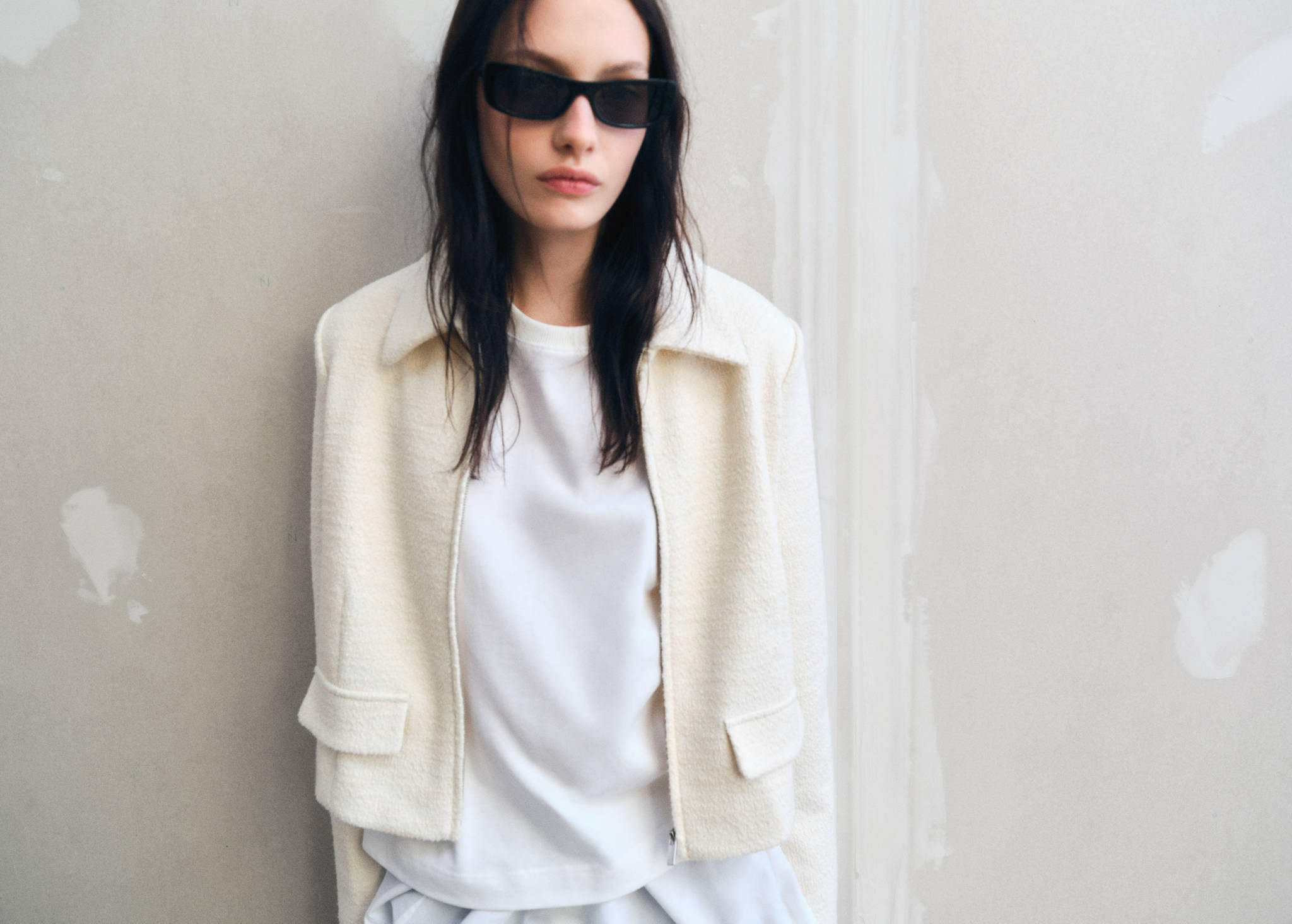 Cotton-blend jacket with lapel - Panoramic plane