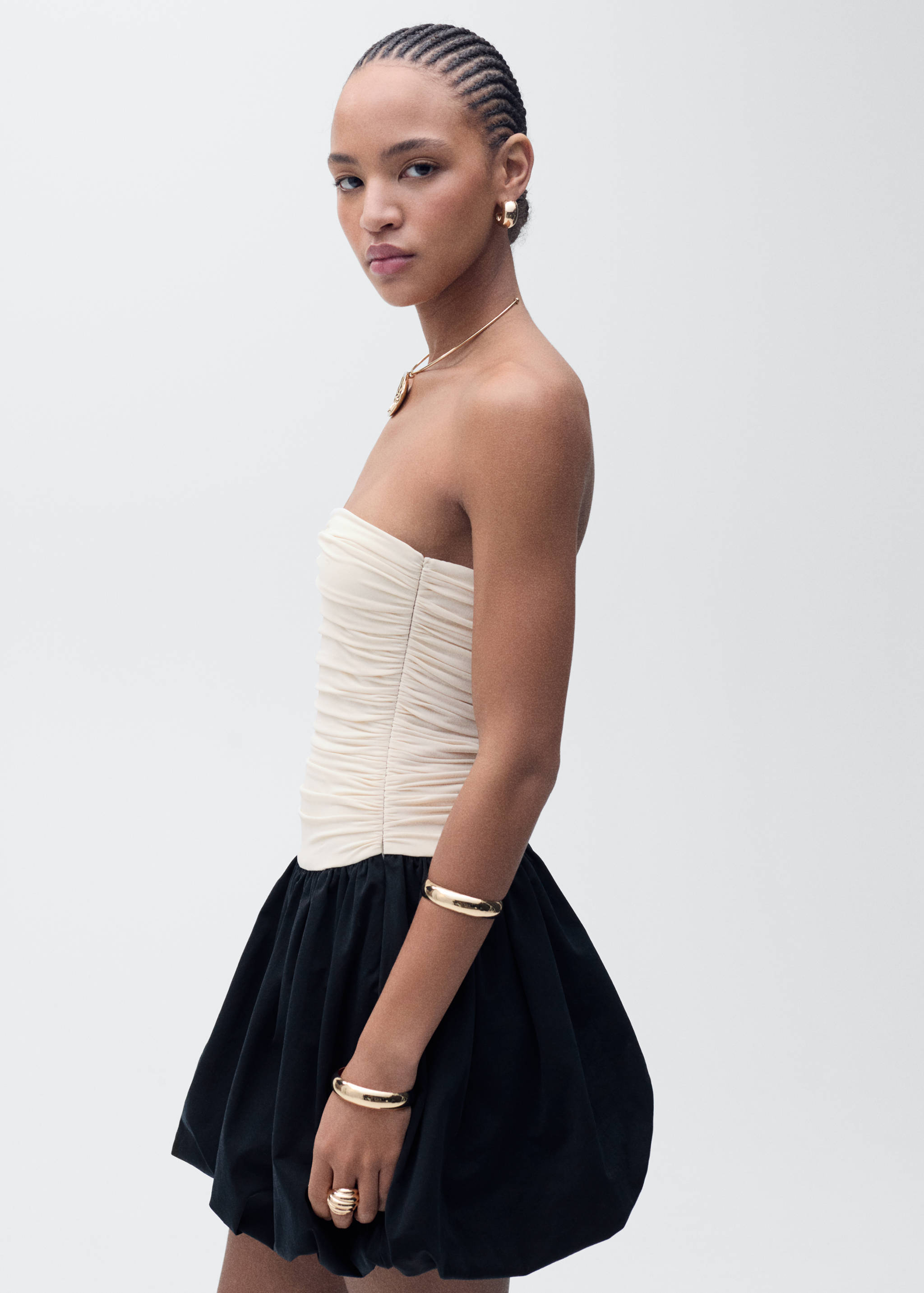 Draped-body balloon skirt dress - Medium plane