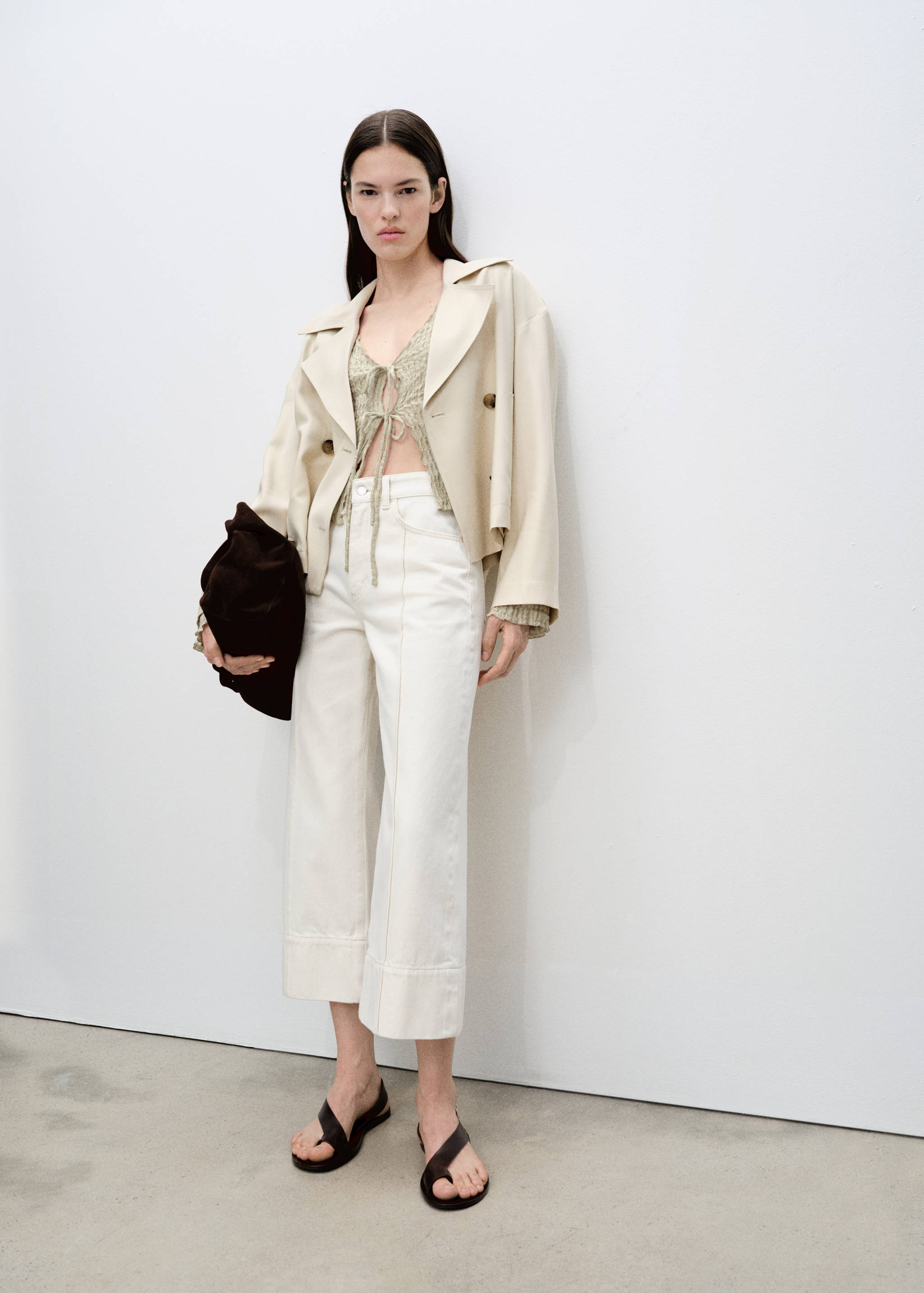 Cárdigan algodón textura lazos - Plano general