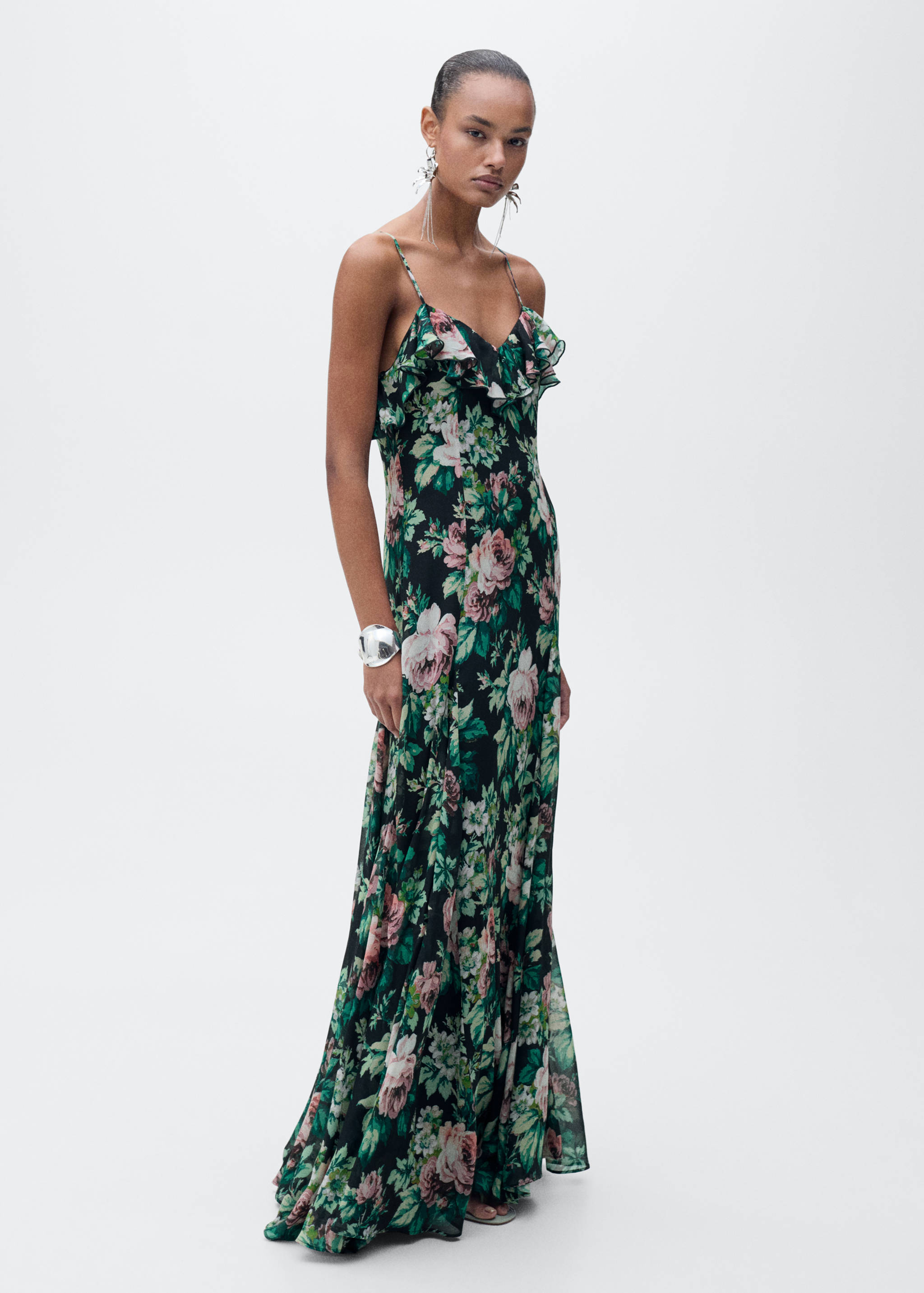 Vestido estampado floral volantes - Plano general