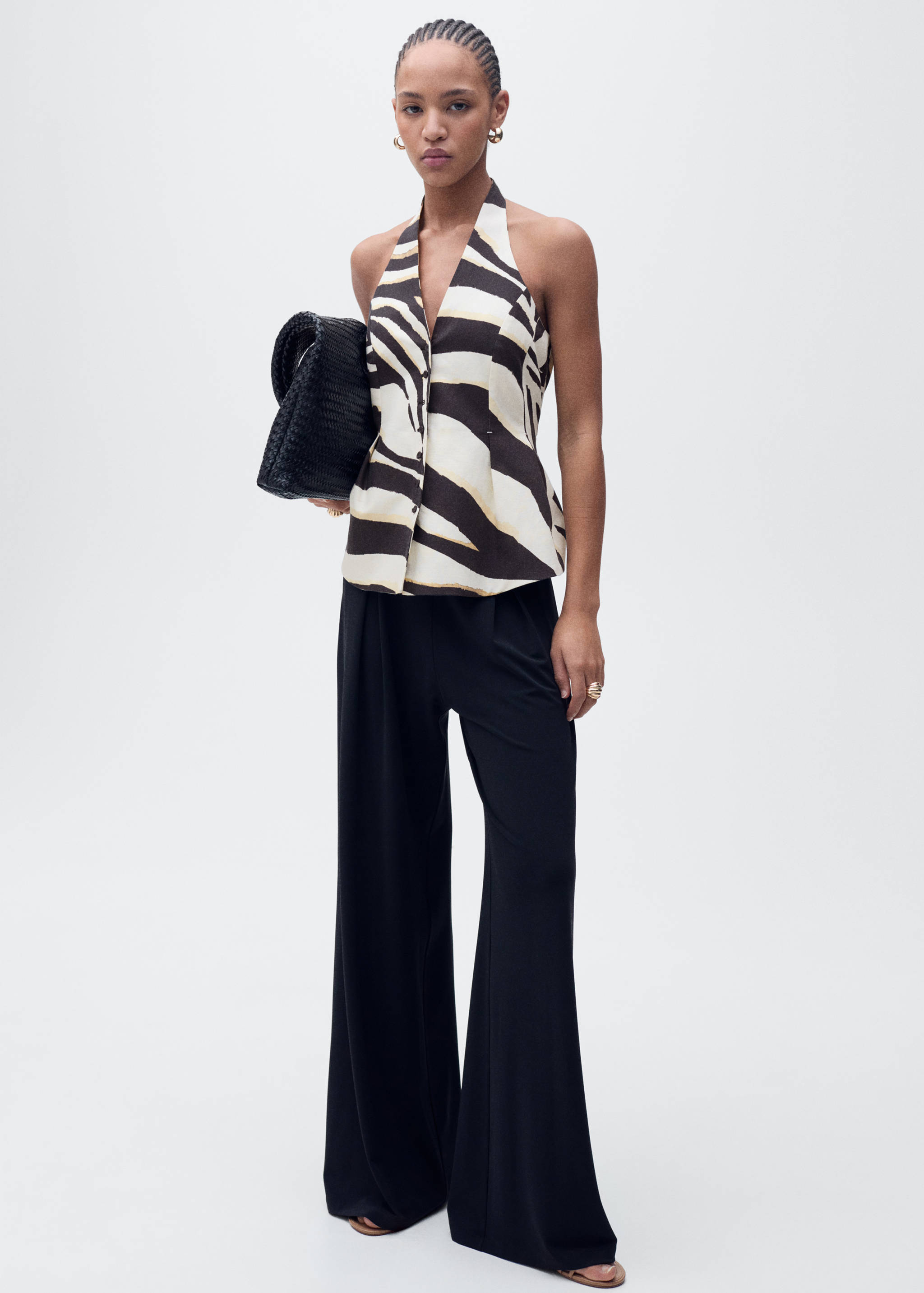 Linen zebra-print halter waistcoat - Details of the article 2