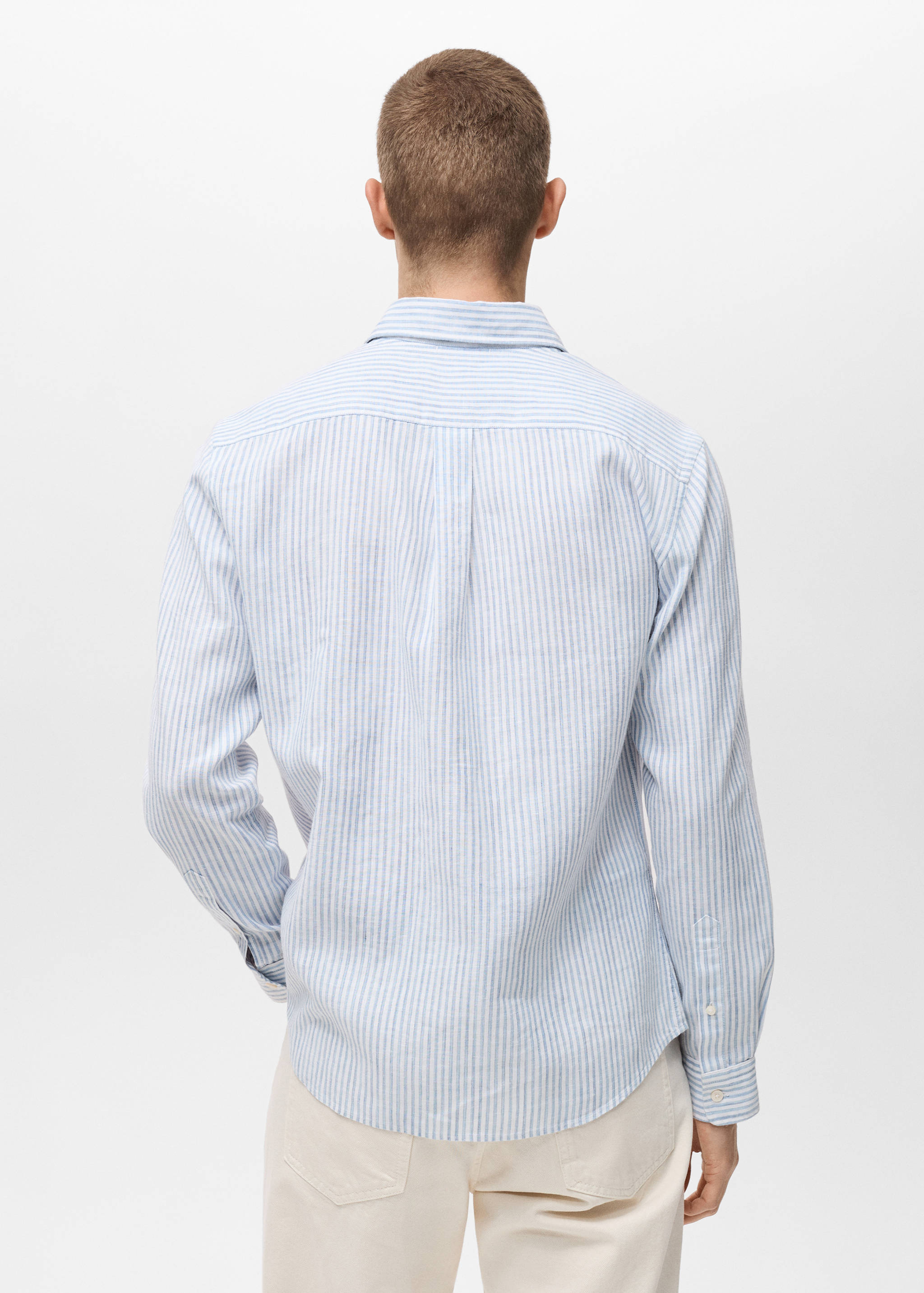 Regular fit striped linen shirt - Reverse of the article