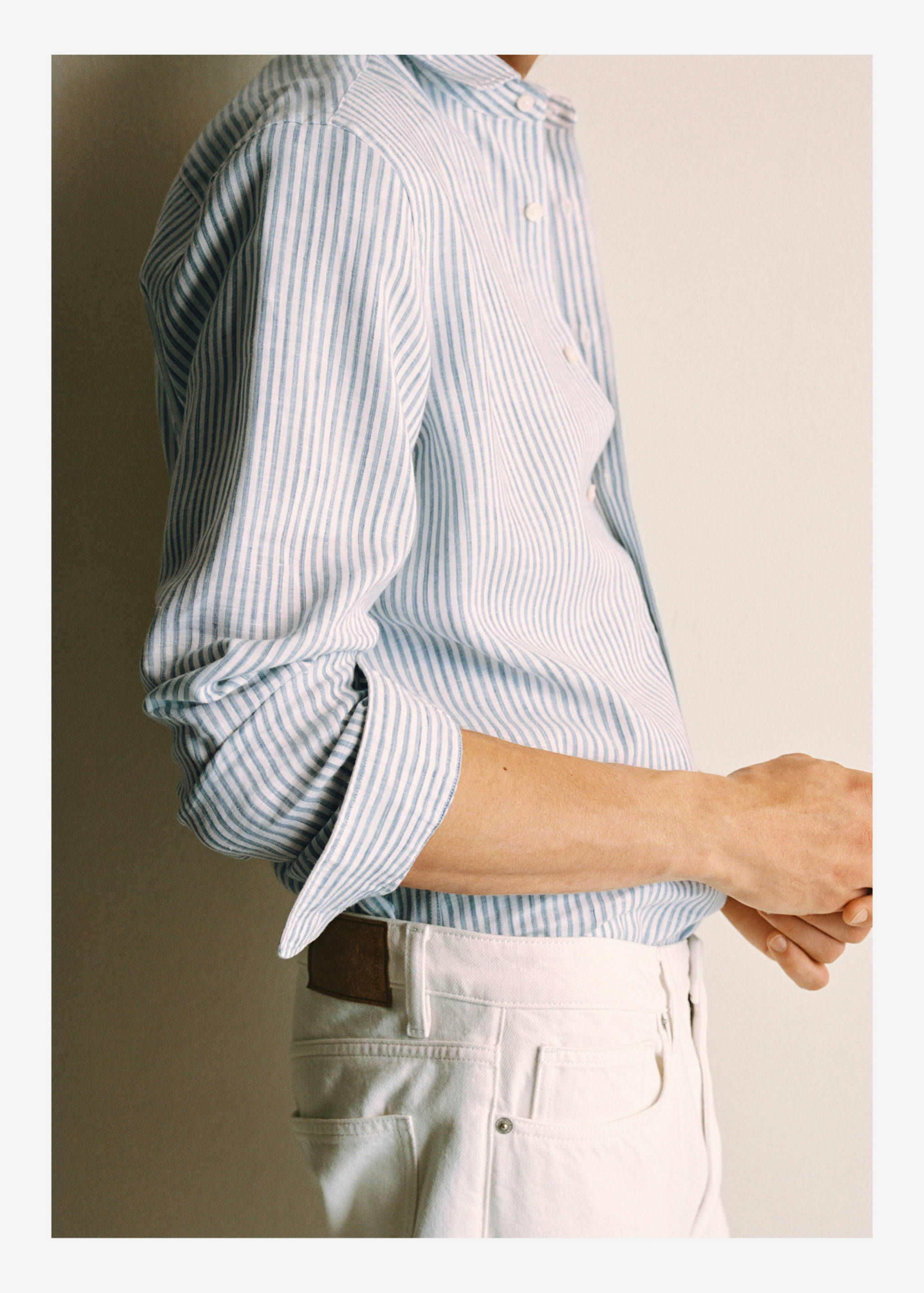 Regular fit striped linen shirt - Details of the article 5