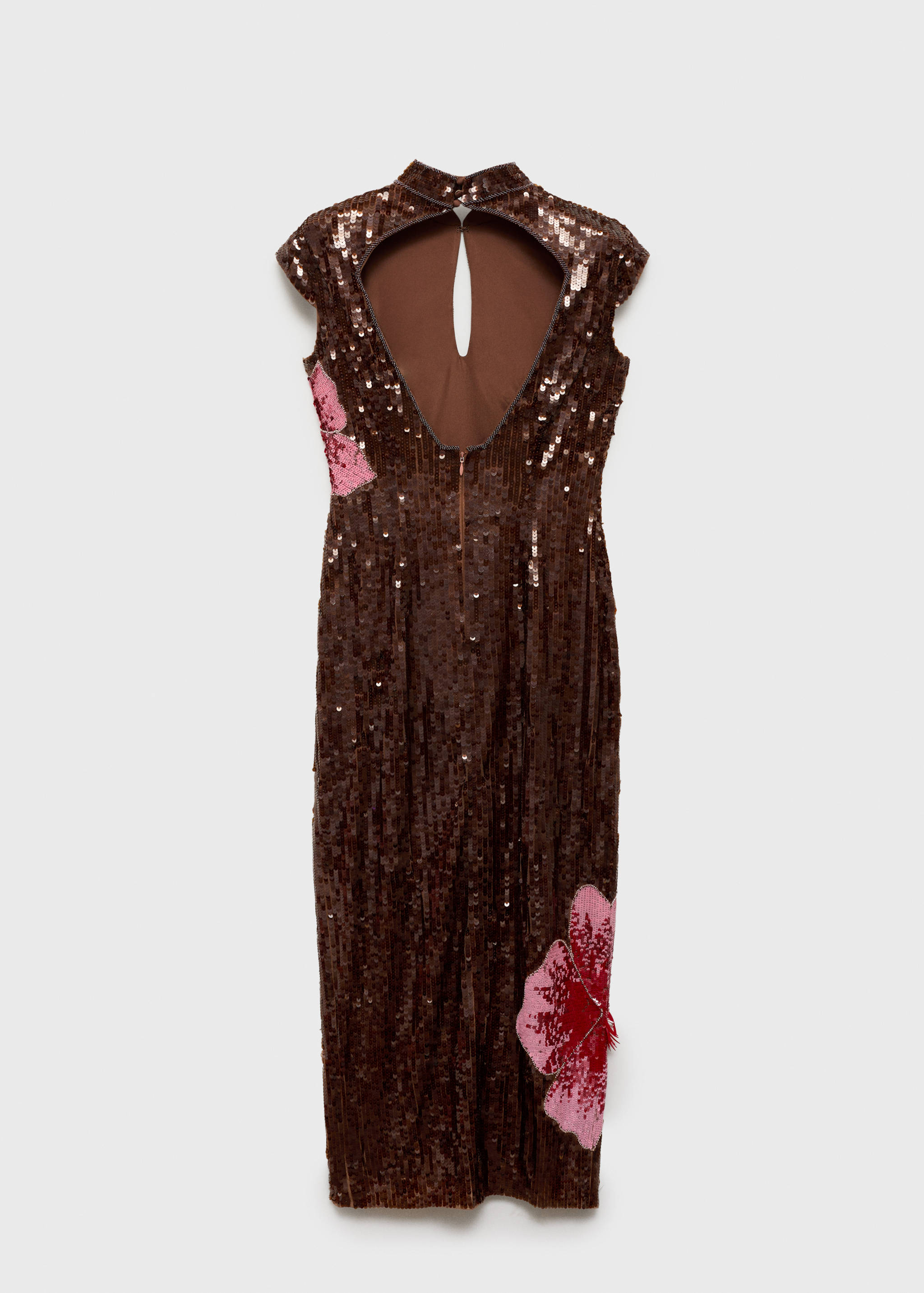 Vestido às flores com lantejoulas - Verso do artigo