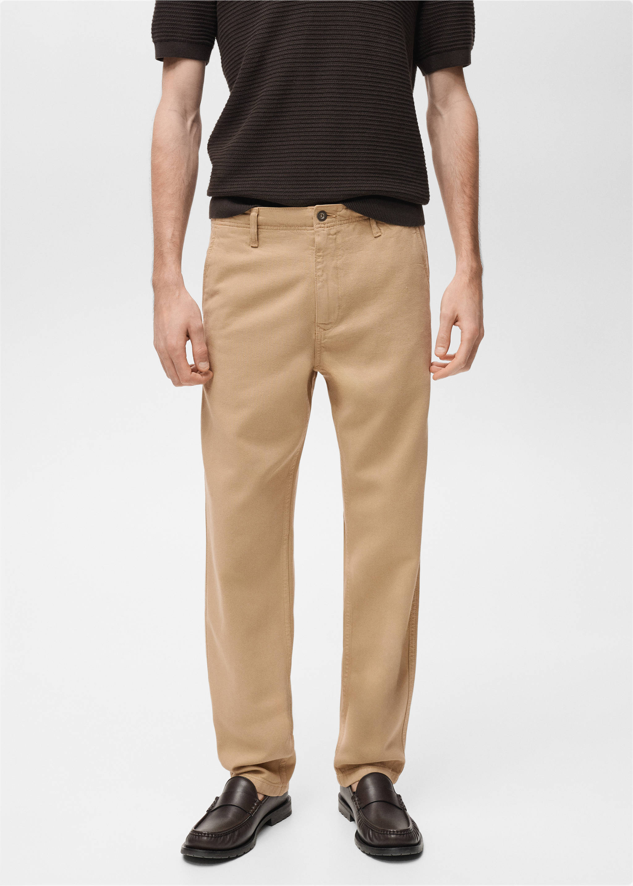 Jeans lyocell regular fit - Plano medio, Beige. Ref: 87095929-00.