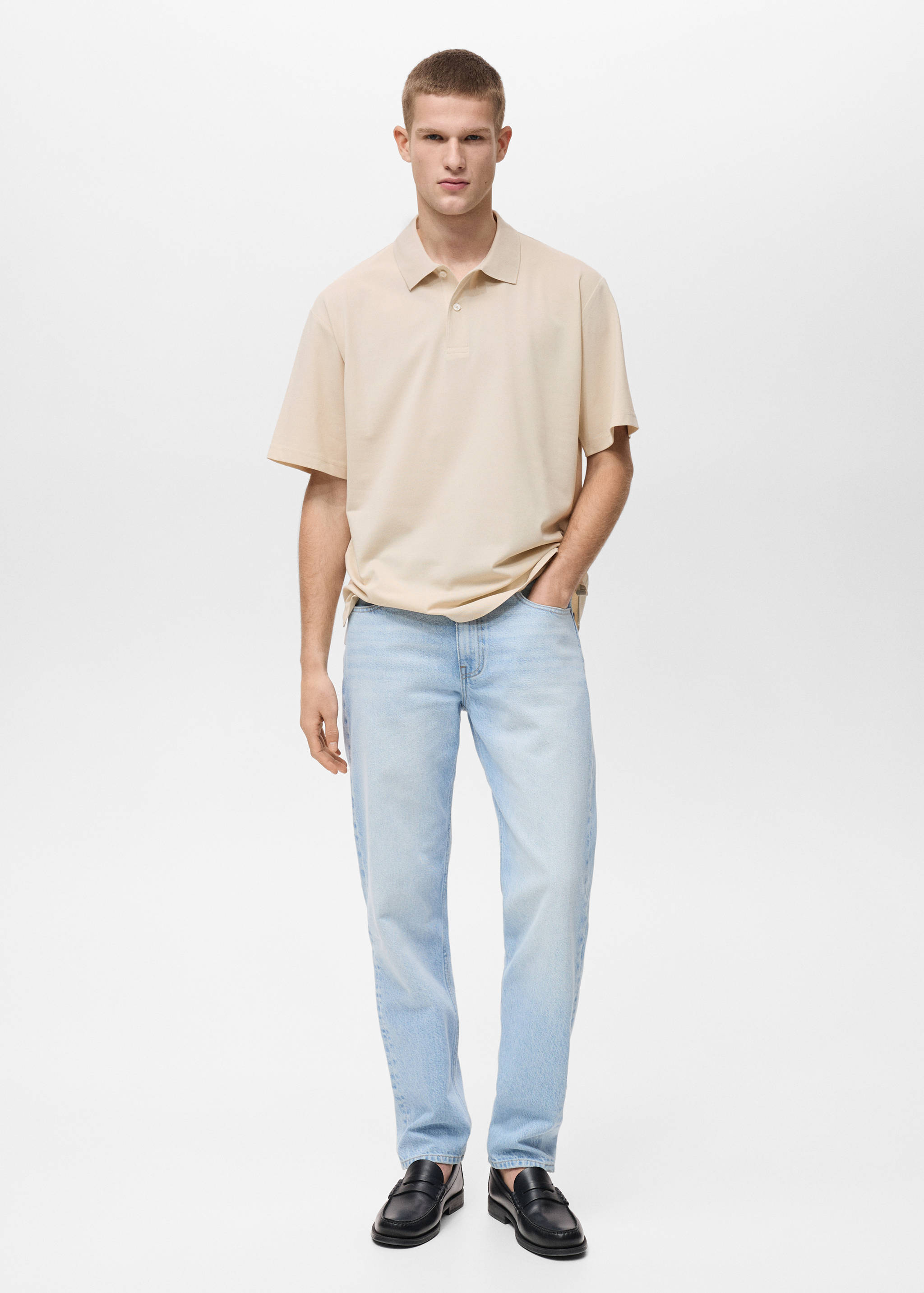 Relaxed-fit cotton piqué polo shirt - General plane