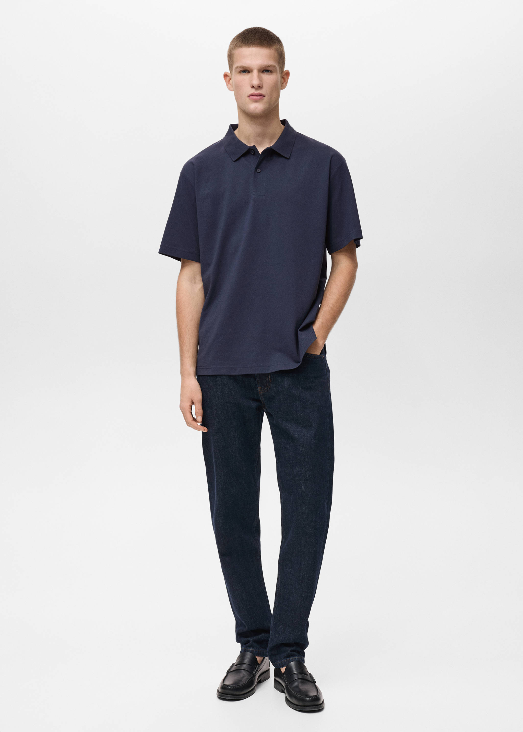 Relaxed-fit cotton piqué polo shirt - General plane