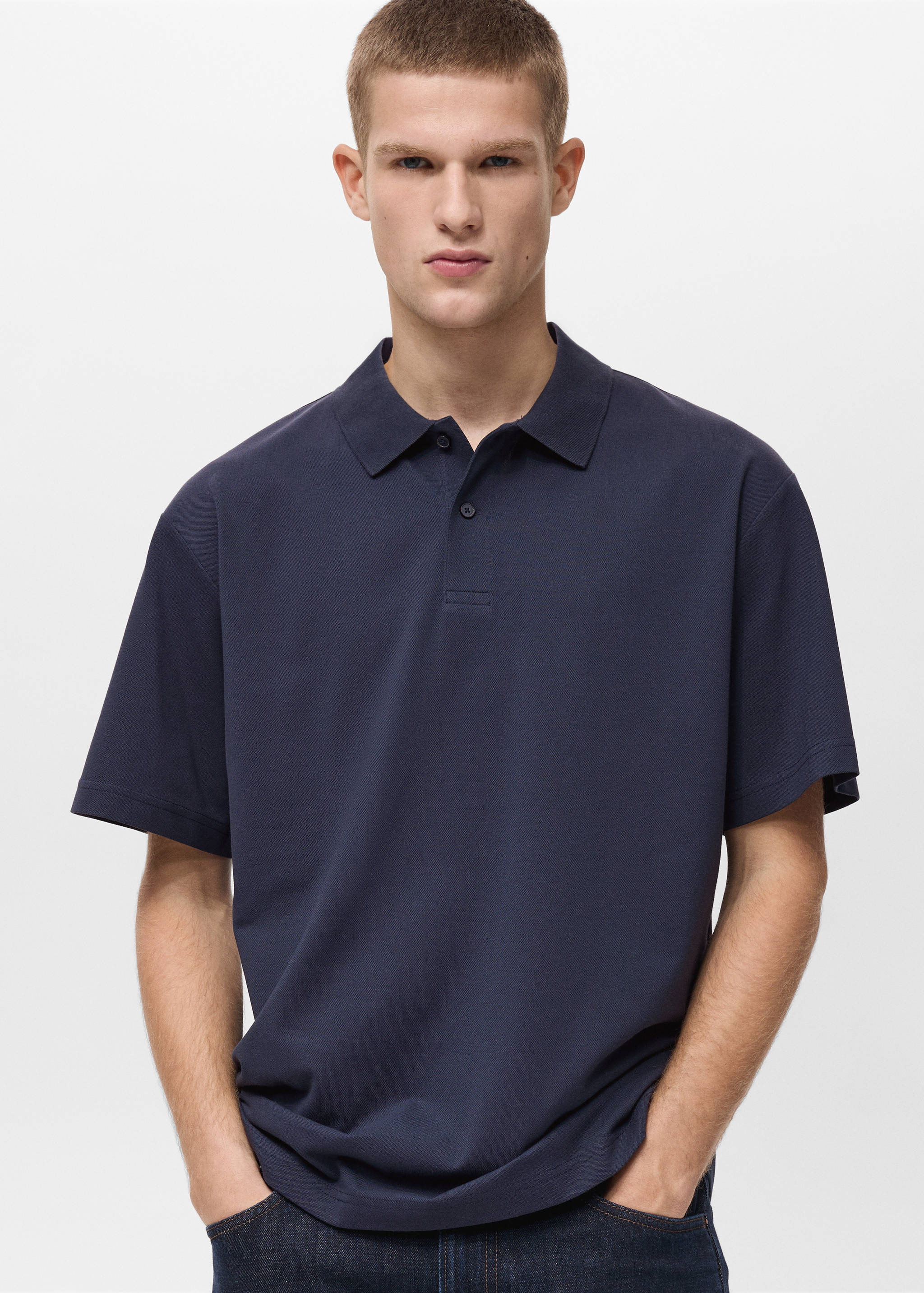 Relaxed-fit cotton piqué polo shirt - Medium plane