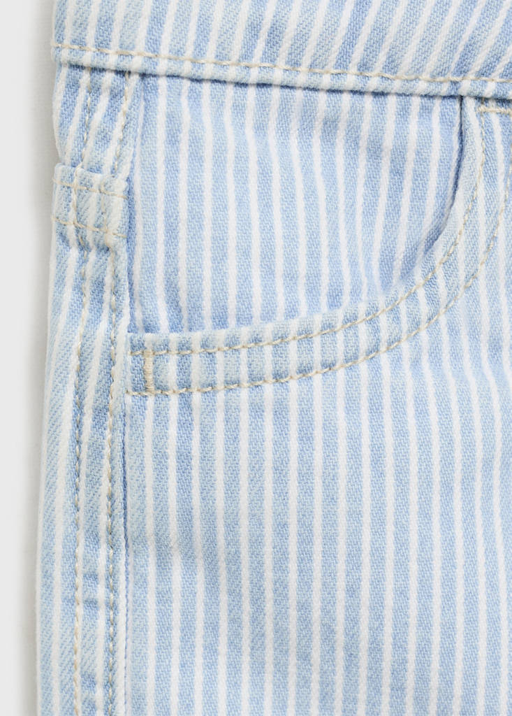 Striped denim shorts — Light Blue