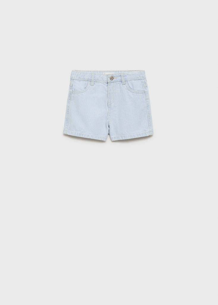 Striped denim shorts — Light Blue